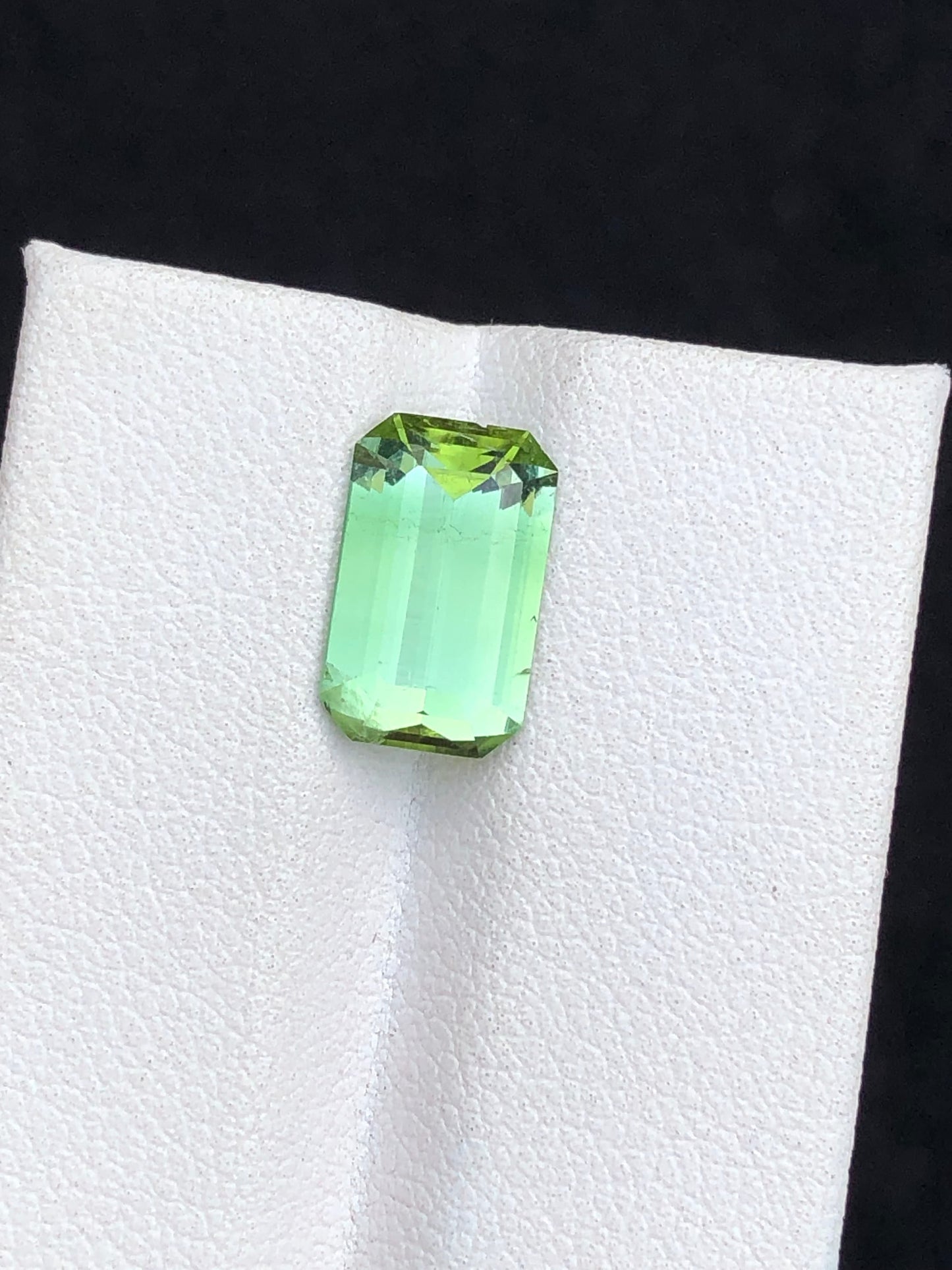 Green tourmaline from Jaba mine natural 3.15 carat emerald cut loose gemstone