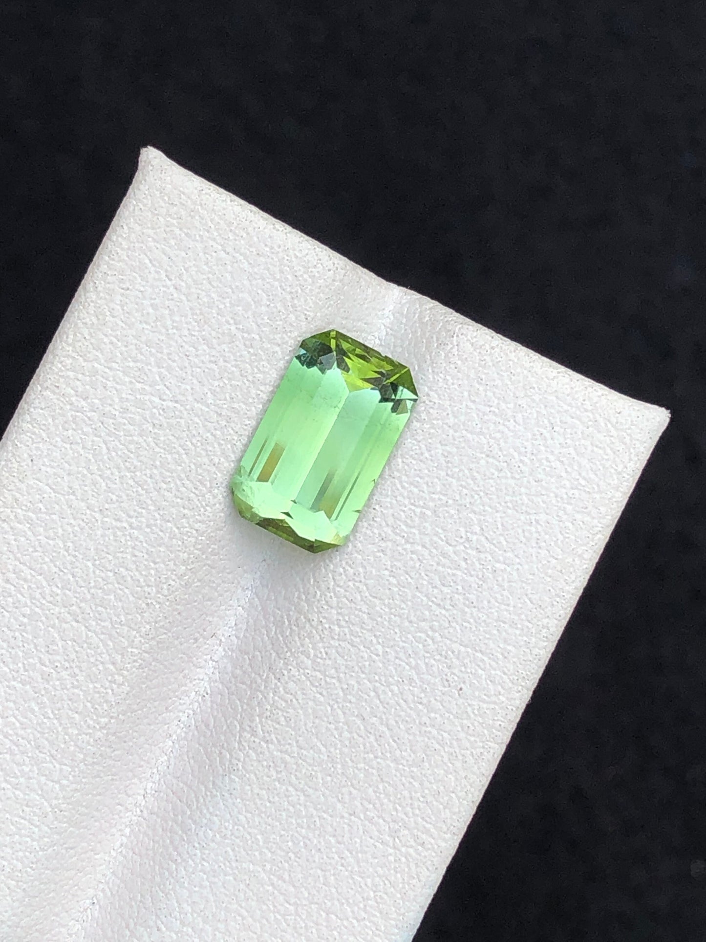 Green tourmaline from Jaba mine natural 3.15 carat emerald cut loose gemstone