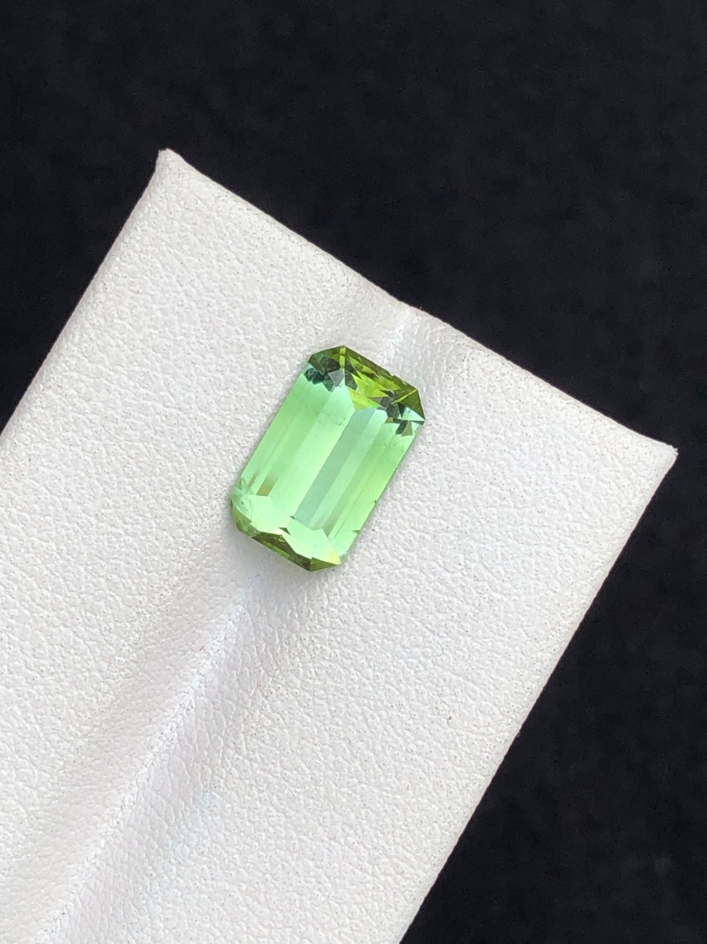 Green tourmaline from Jaba mine natural 3.15 carat emerald cut loose gemstone