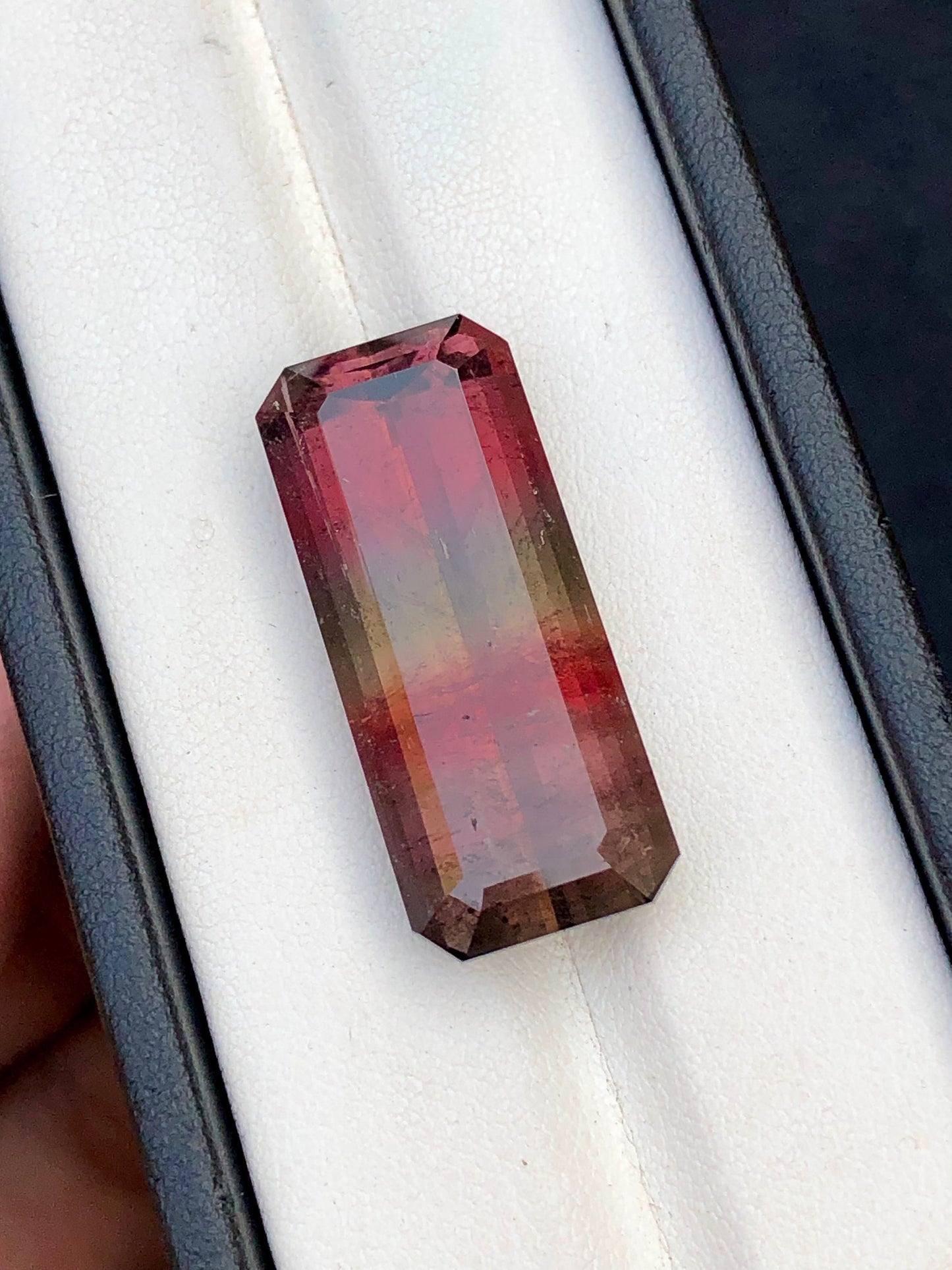 Rainbow tourmaline 31 carat natural emerald cut loose gemstone, jewellery, earrings, necklace, pendant