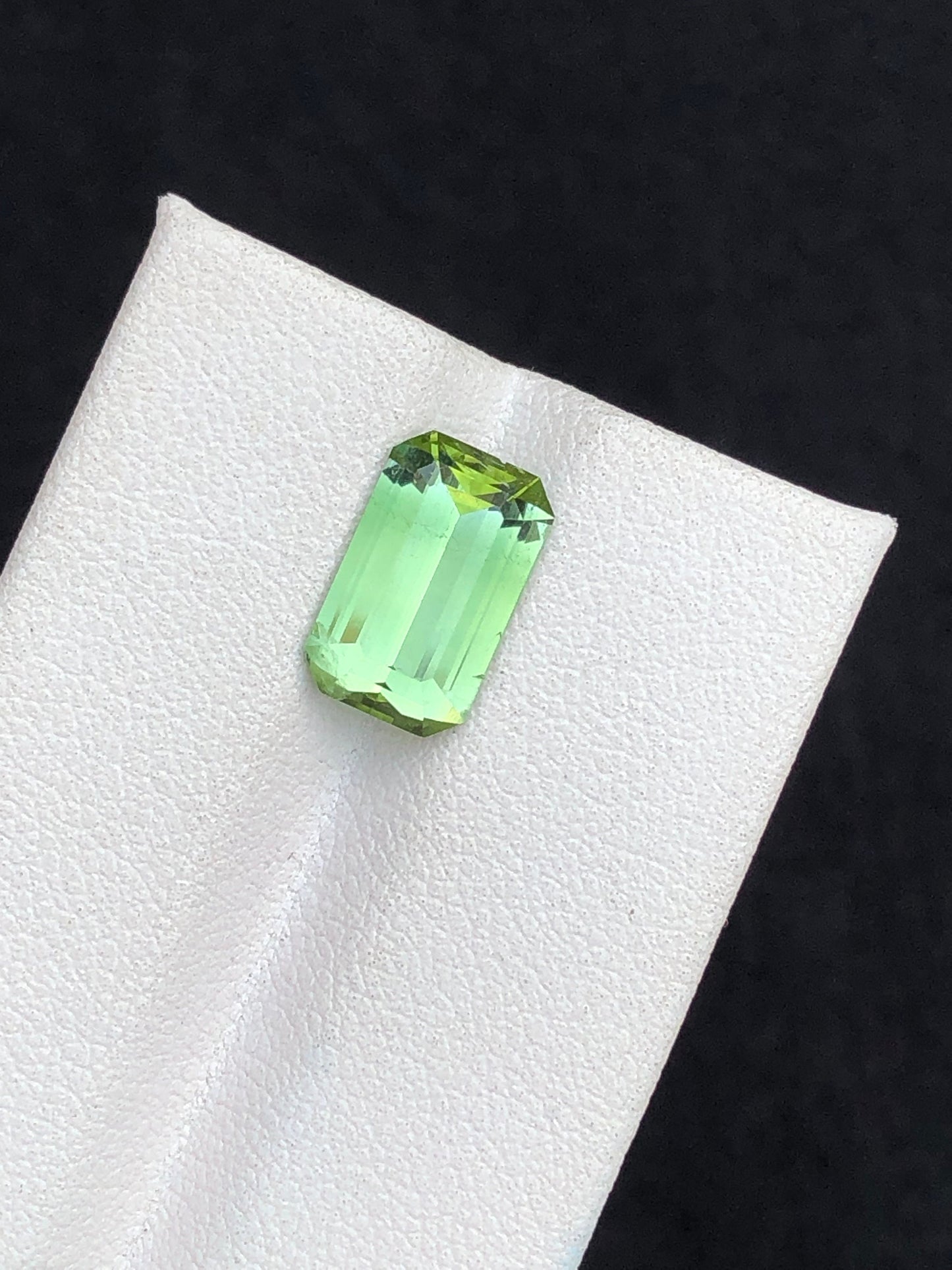 Green tourmaline from Jaba mine natural 3.15 carat emerald cut loose gemstone