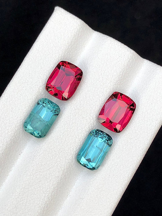 Blue tourmaline and garnet pairs 8.50 carats natural perfect for earrings