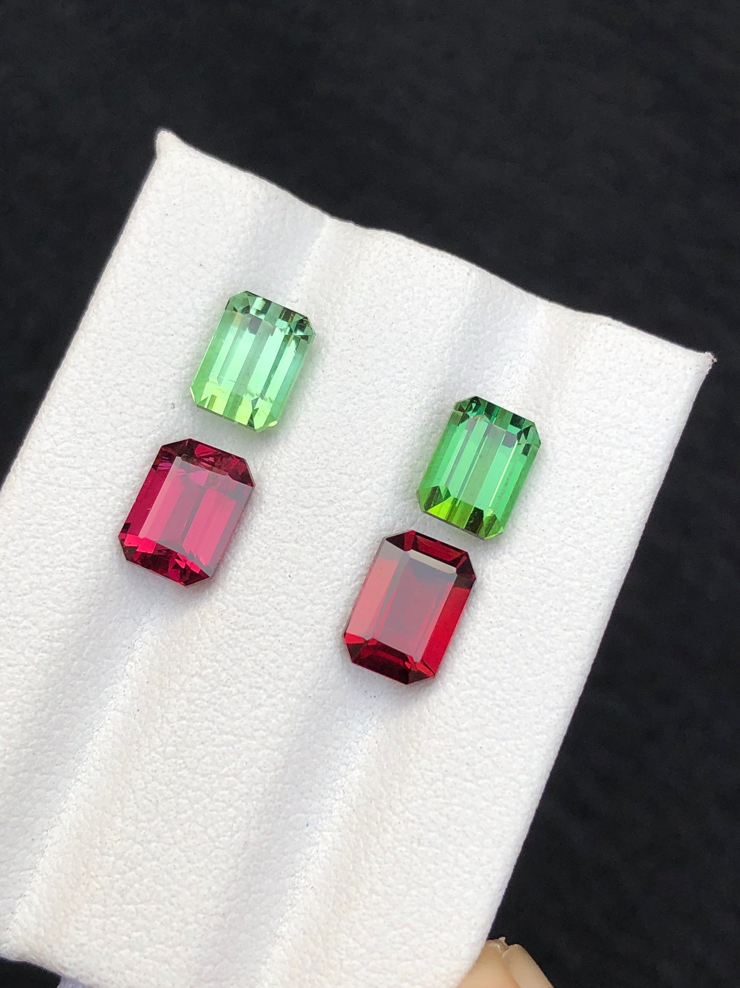 Green tourmaline and rhodolite garnet pair available natural 6.50 carats perfect for earrings