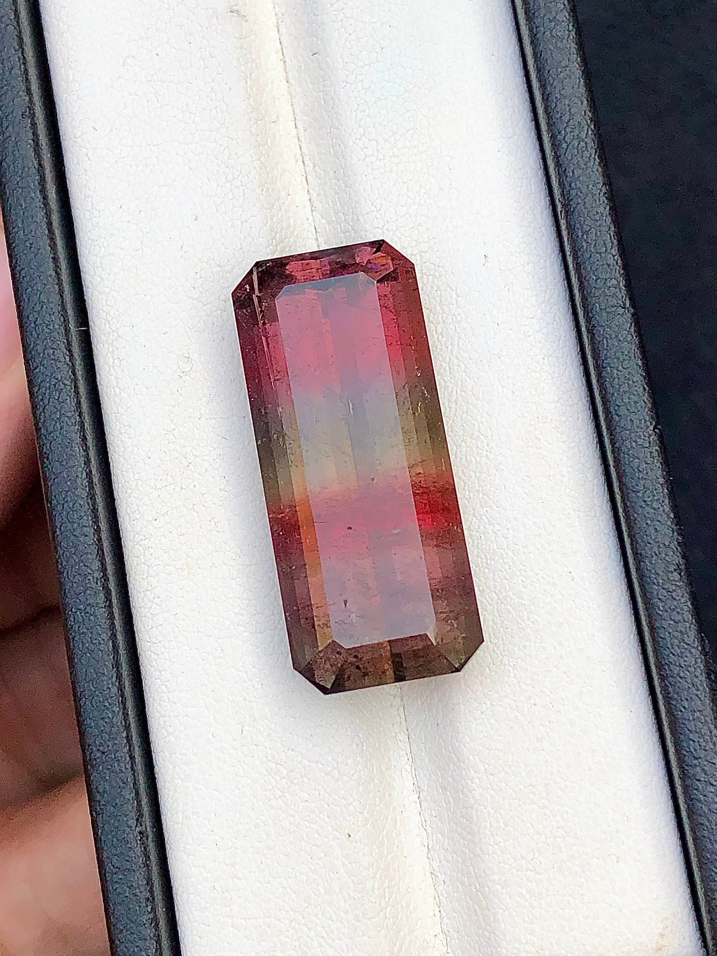 Rainbow tourmaline 31 carat natural emerald cut loose gemstone, jewellery, earrings, necklace, pendant