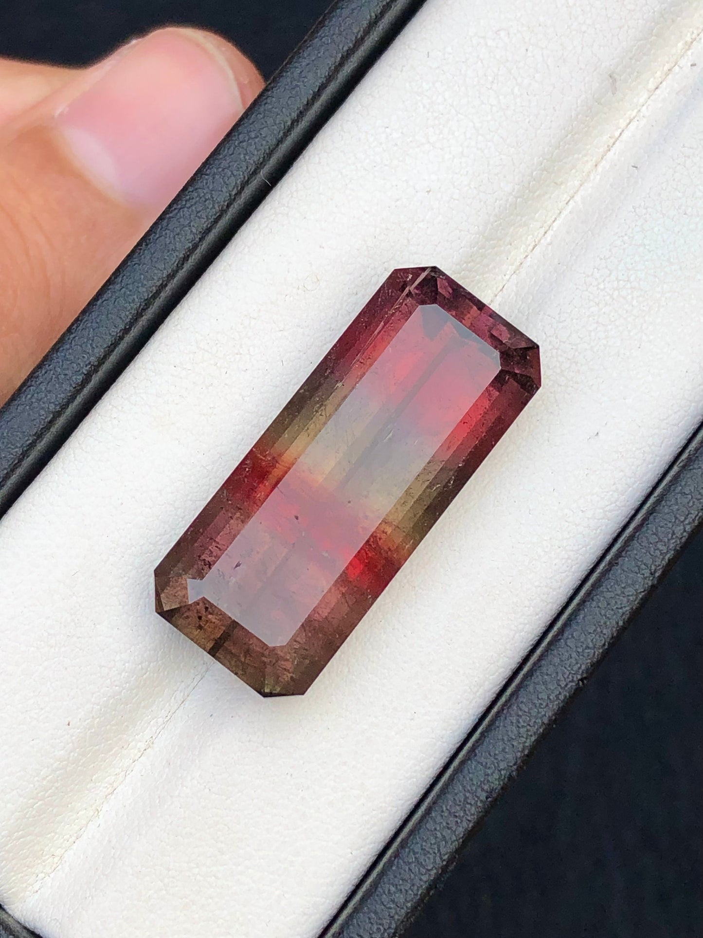 Rainbow tourmaline 31 carat natural emerald cut loose gemstone, jewellery, earrings, necklace, pendant