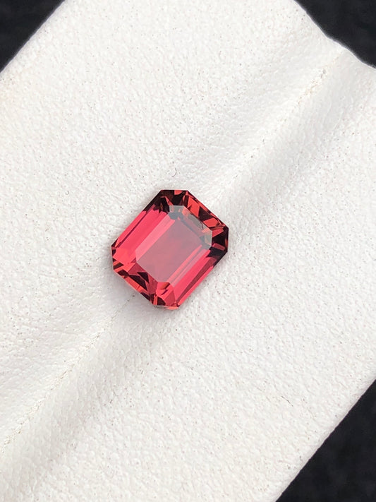 Red tourmaline 1.65 carat natural emerald cut origin Afghanistan