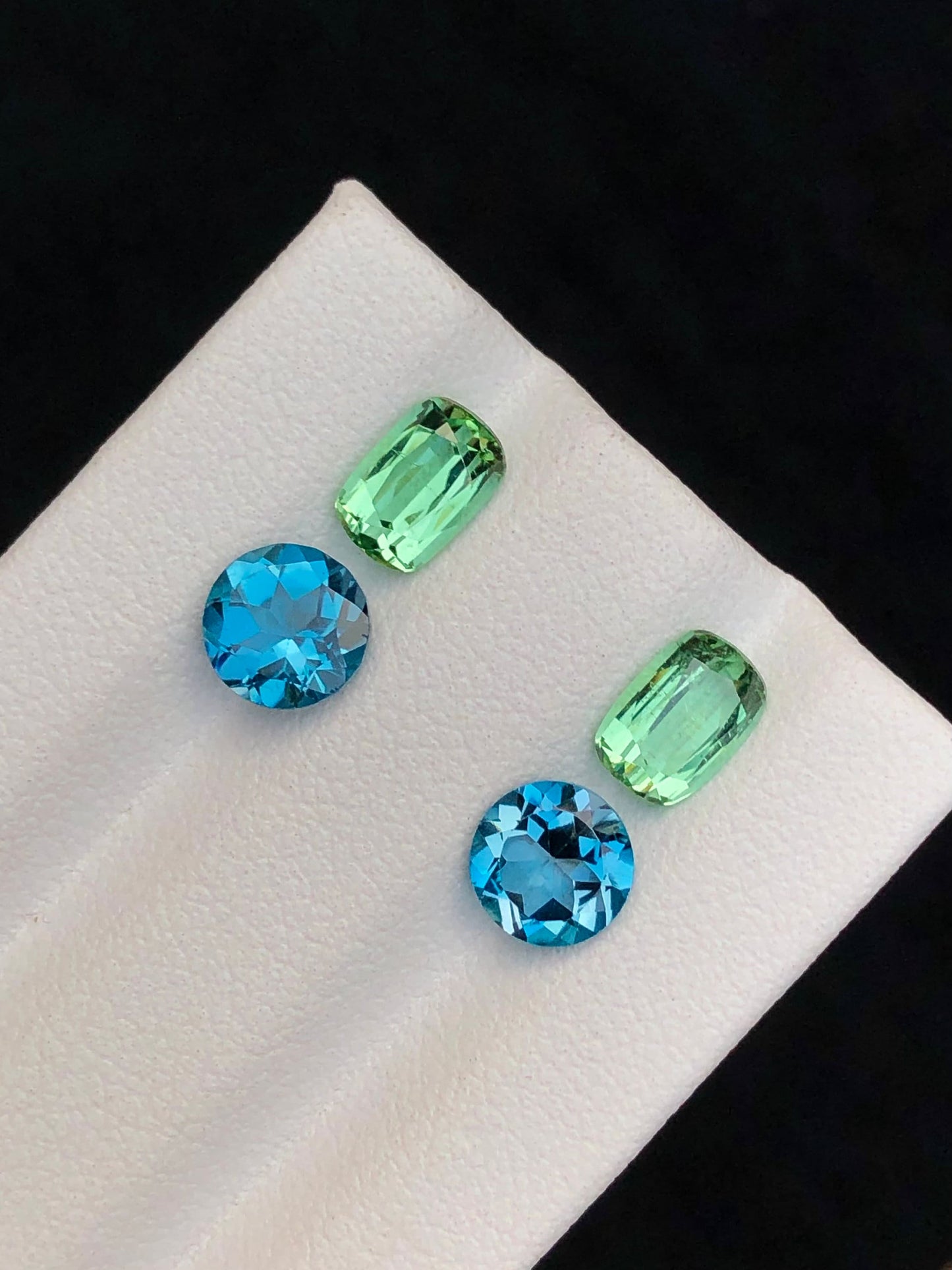 Green tourmaline and London blue topaz pairs 3.80 carats