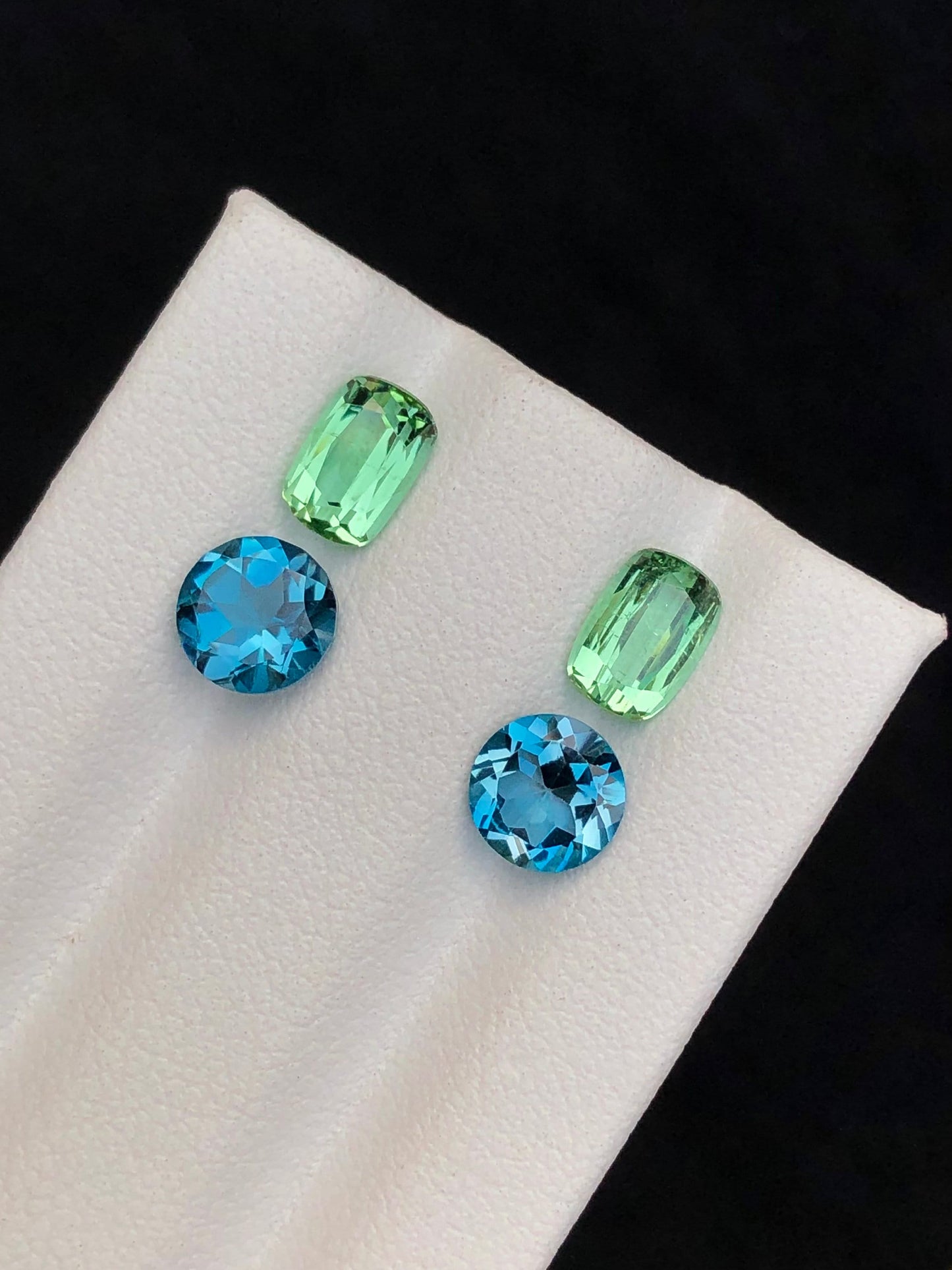 Green tourmaline and London blue topaz pairs 3.80 carats