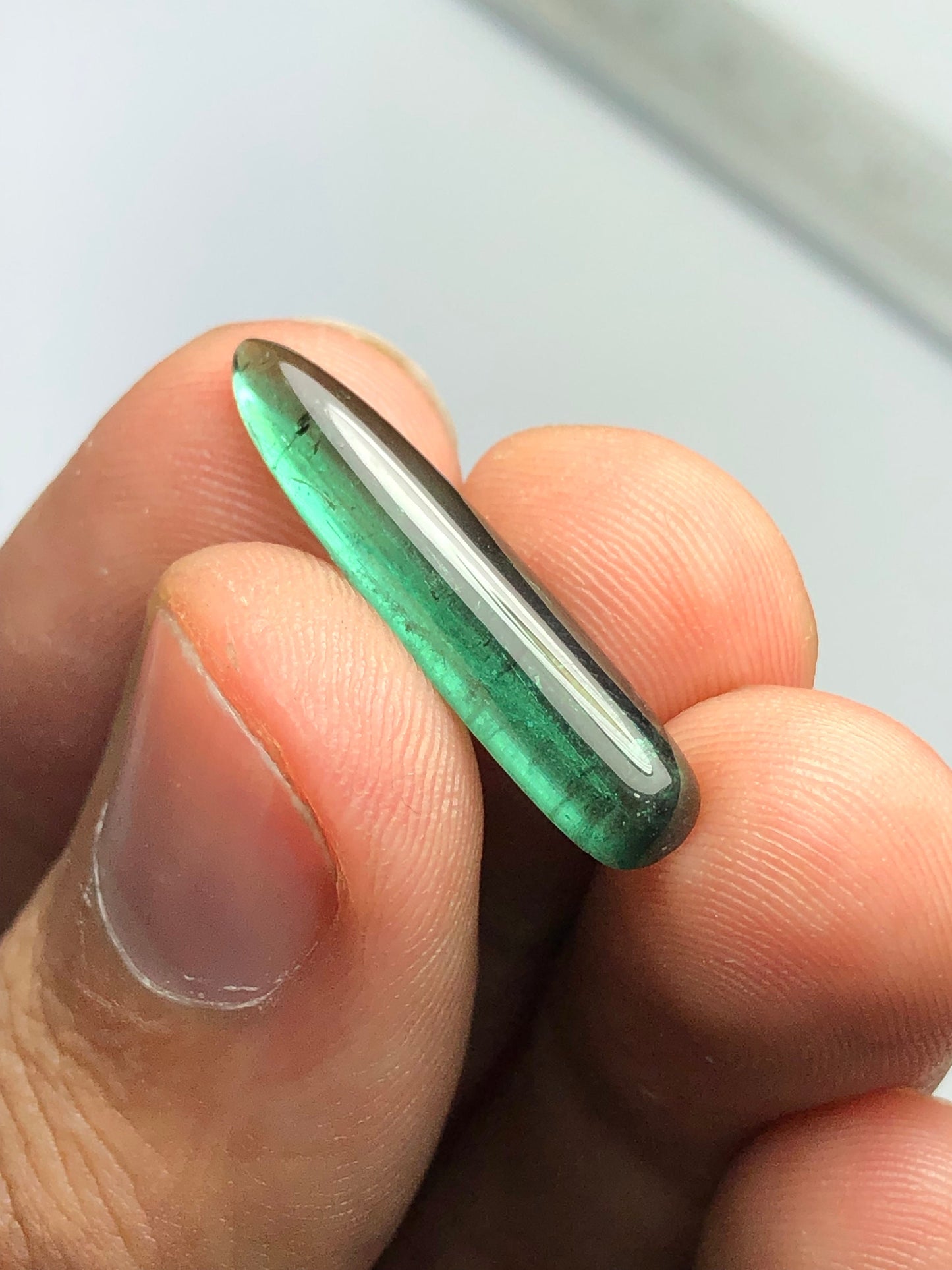 Green tourmaline cabochon 5 carat origin Afghanistan