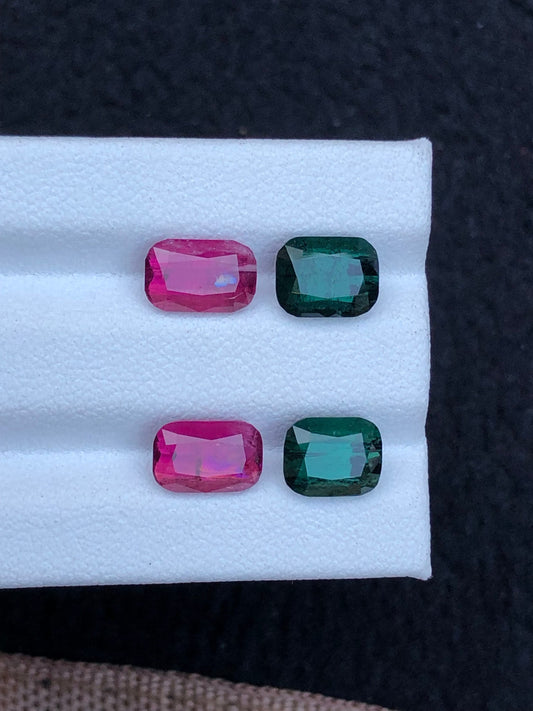 Red and green tourmaline pairs 6.75 carats natural origin Afghanistan perfect for earrings