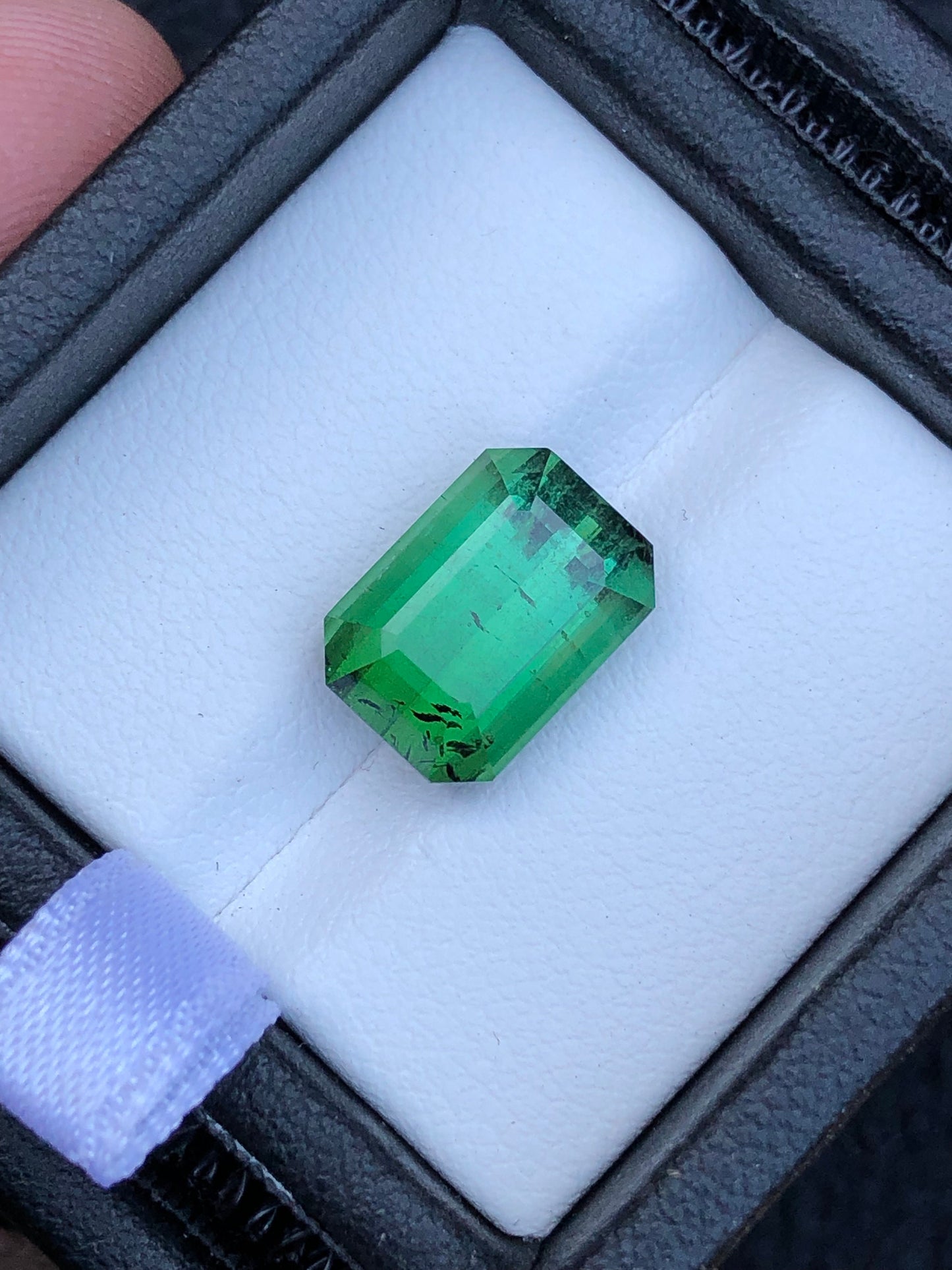 Green tourmaline 6.20 carat natural emerald cut