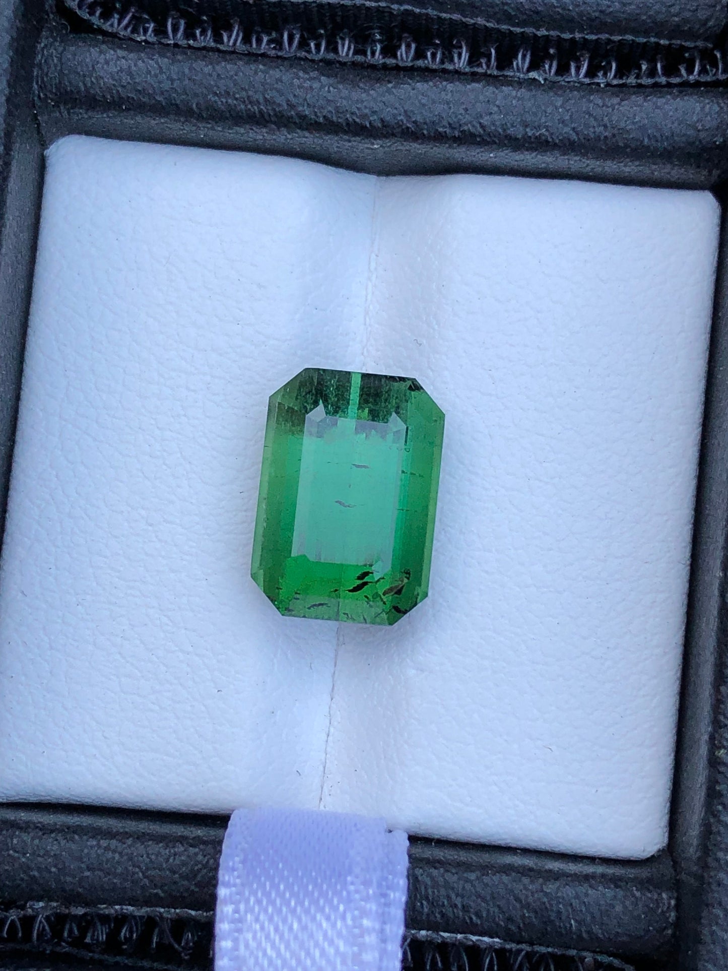 Green tourmaline 6.20 carat natural emerald cut