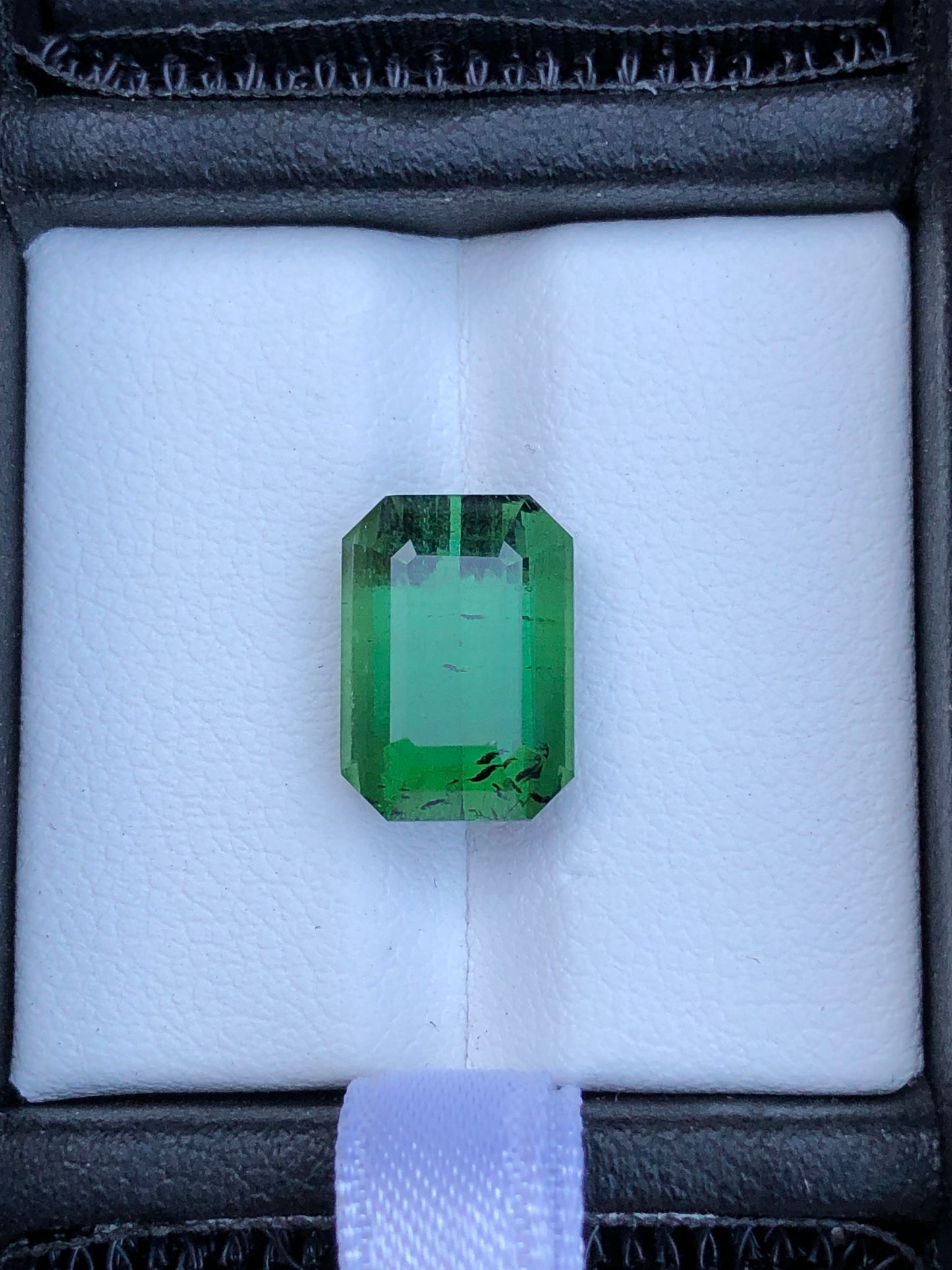 Green tourmaline 6.20 carat natural emerald cut