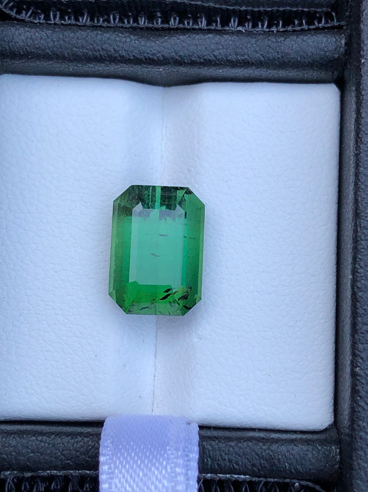 Green tourmaline 6.20 carat natural emerald cut