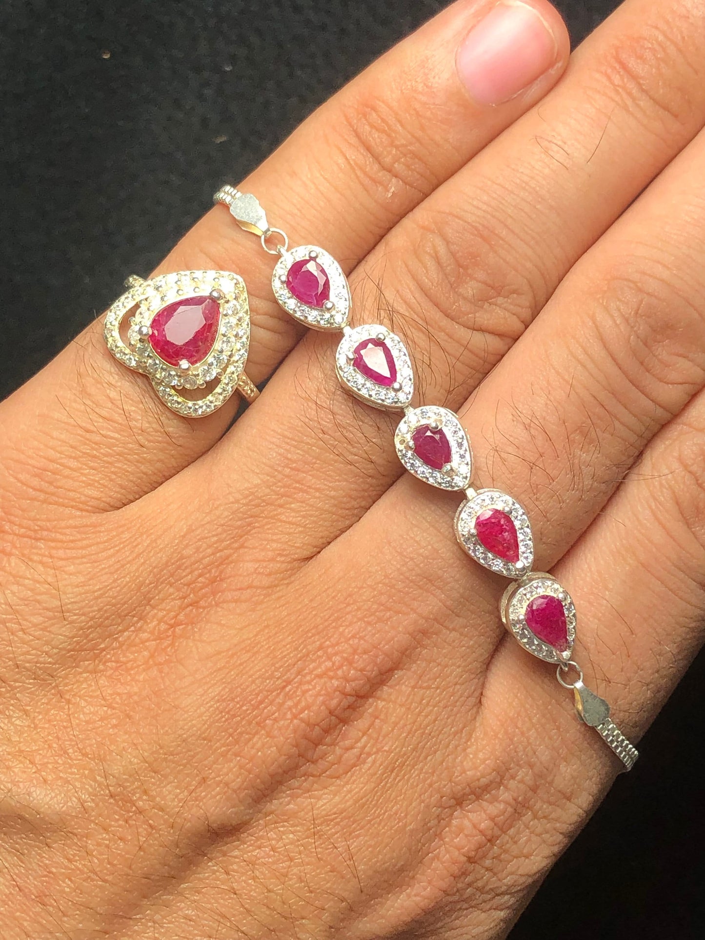 Natural 925 silver ruby ring , bracelet available origin of the stone is Afghanistan jagdali mine