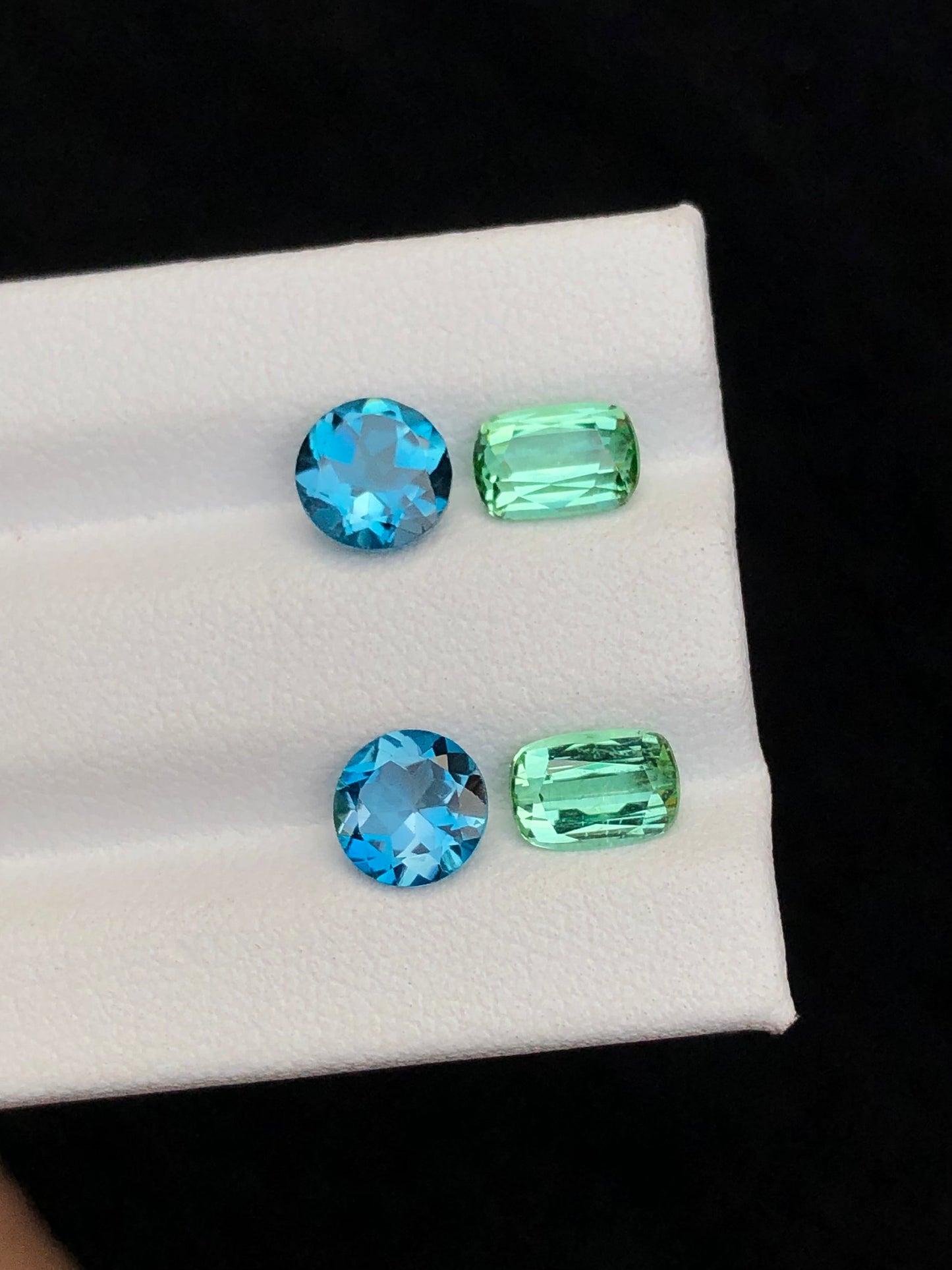 Green tourmaline and London blue topaz pairs 3.80 carats