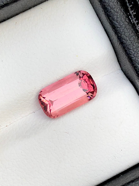 Pink tourmaline cushion cut 2.20 carats origin Afghanistan