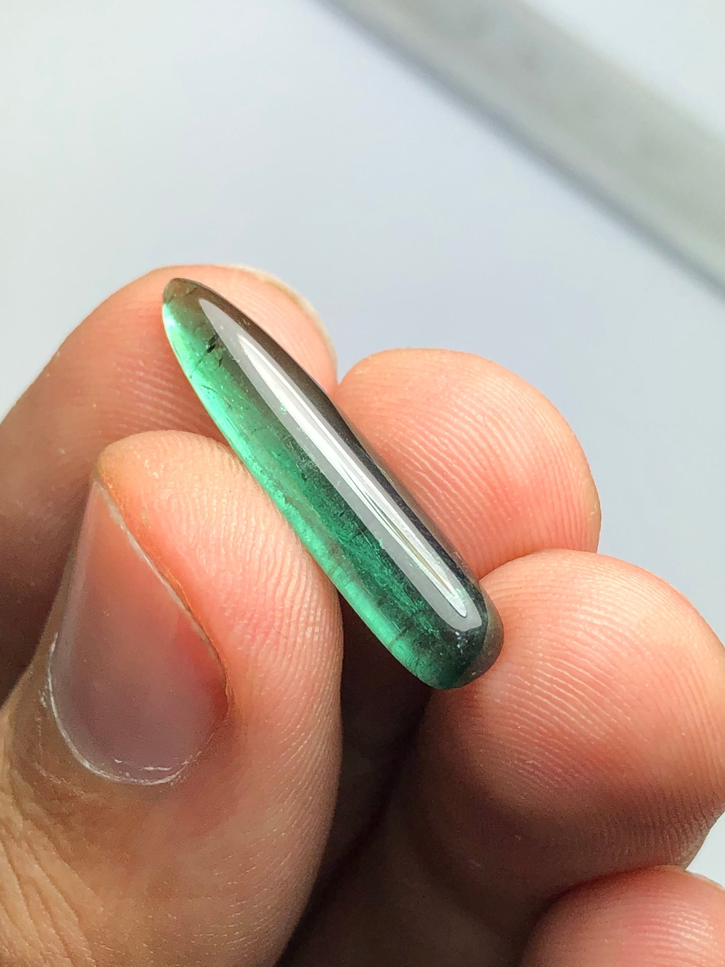 Green tourmaline cabochon 5 carat origin Afghanistan