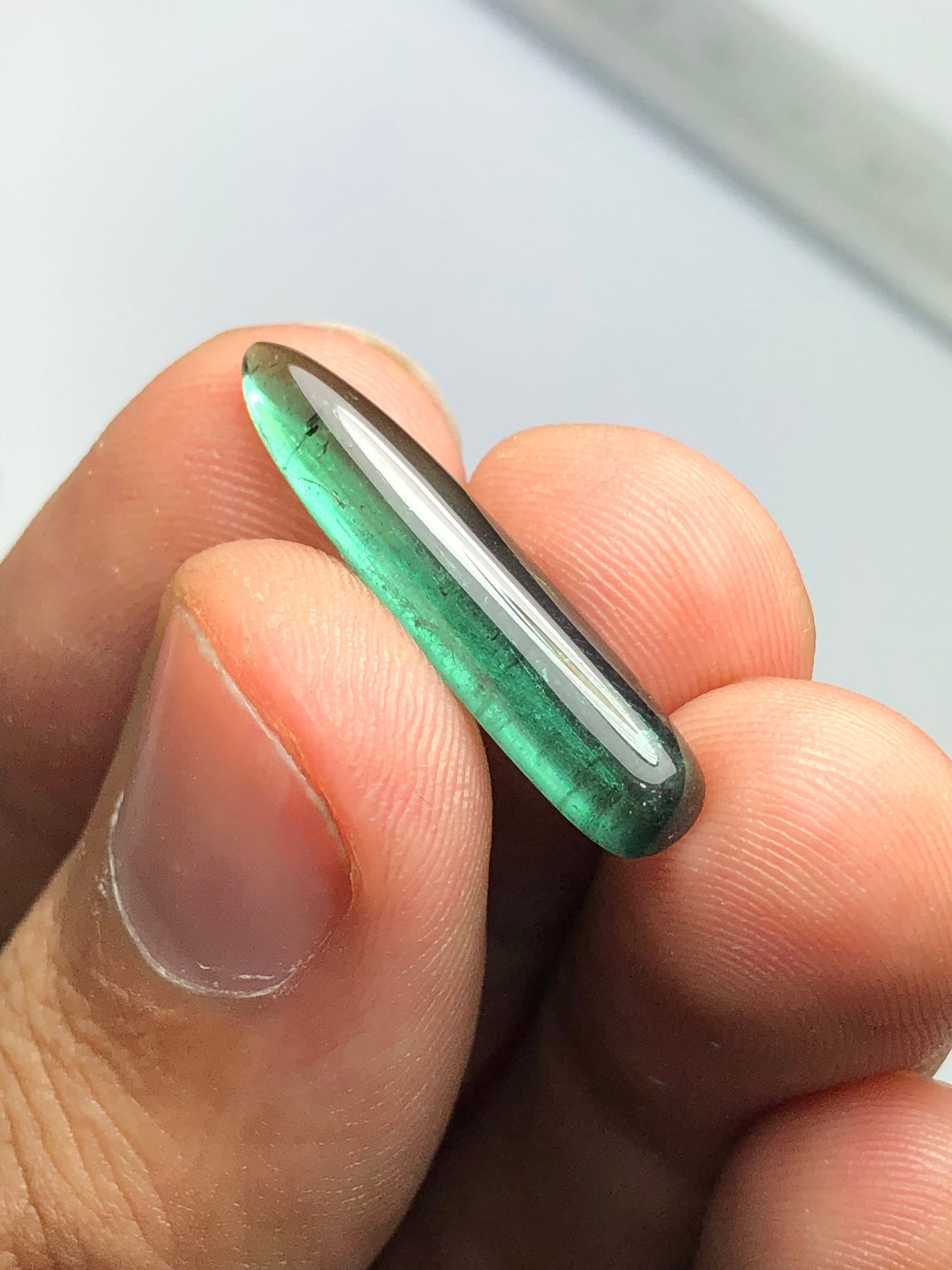 Green tourmaline cabochon 5 carat origin Afghanistan