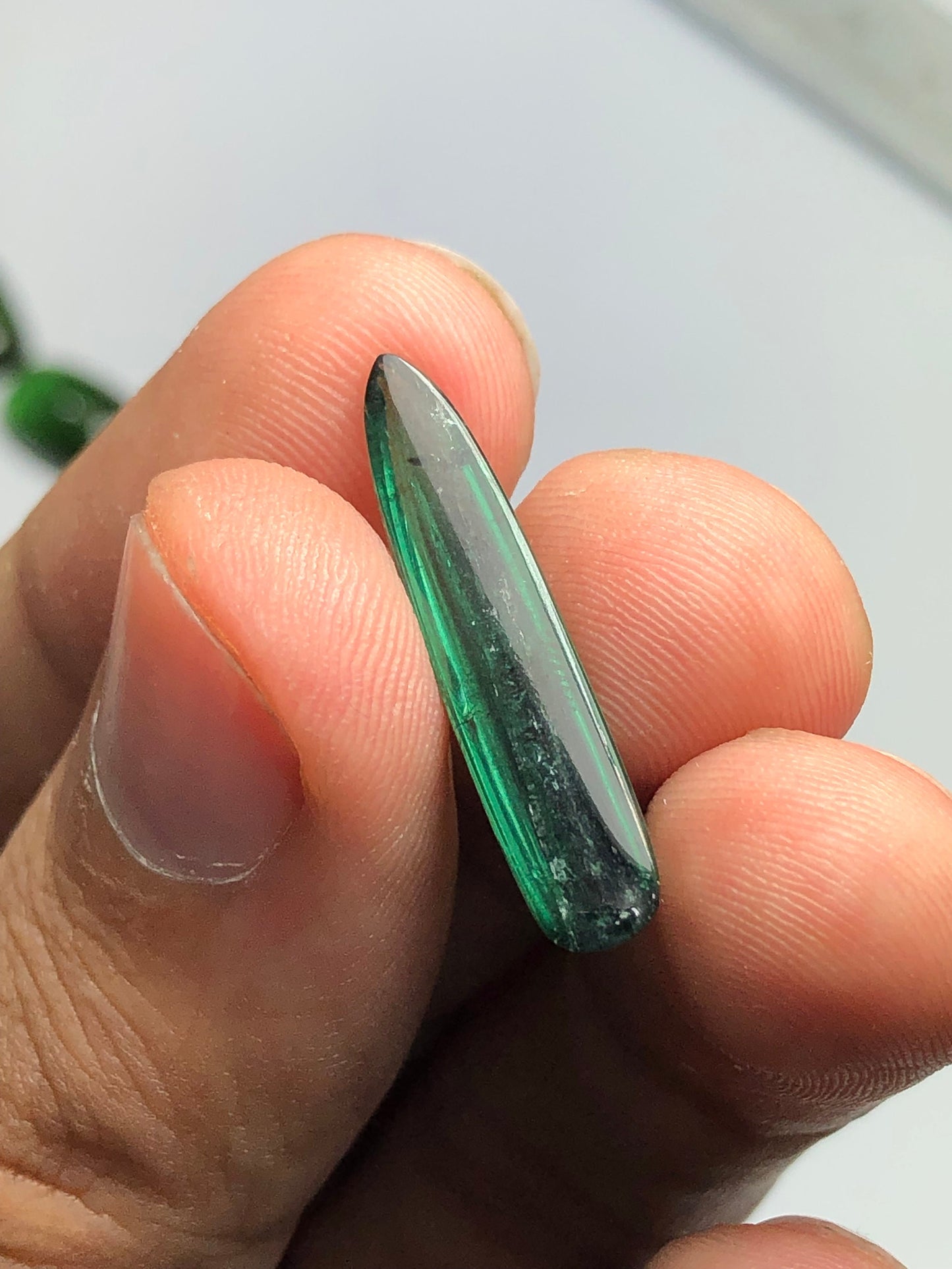 Green tourmaline cabochon 5 carat origin Afghanistan