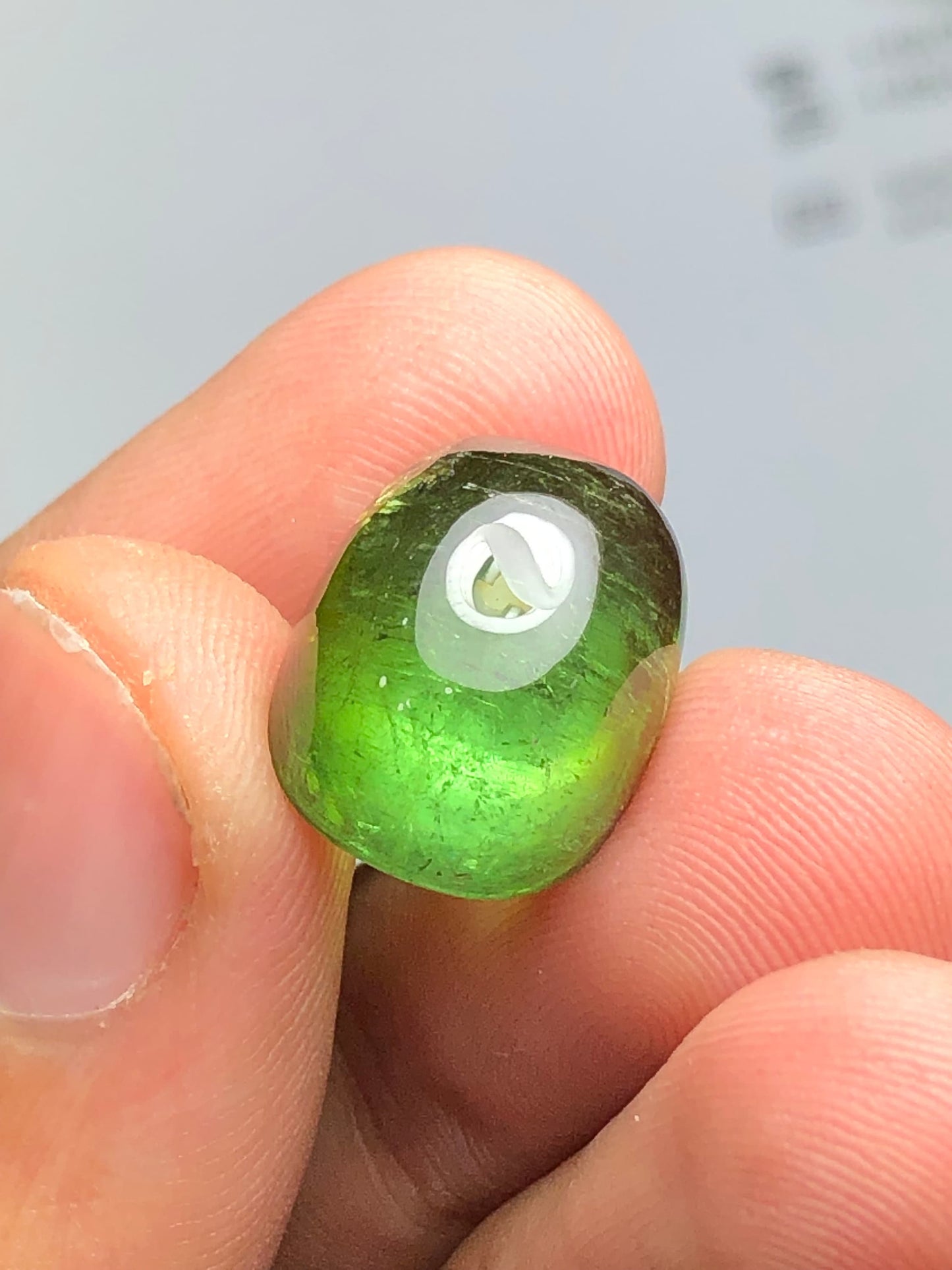 Green tourmaline cabochon 17.25 carat natural flat back