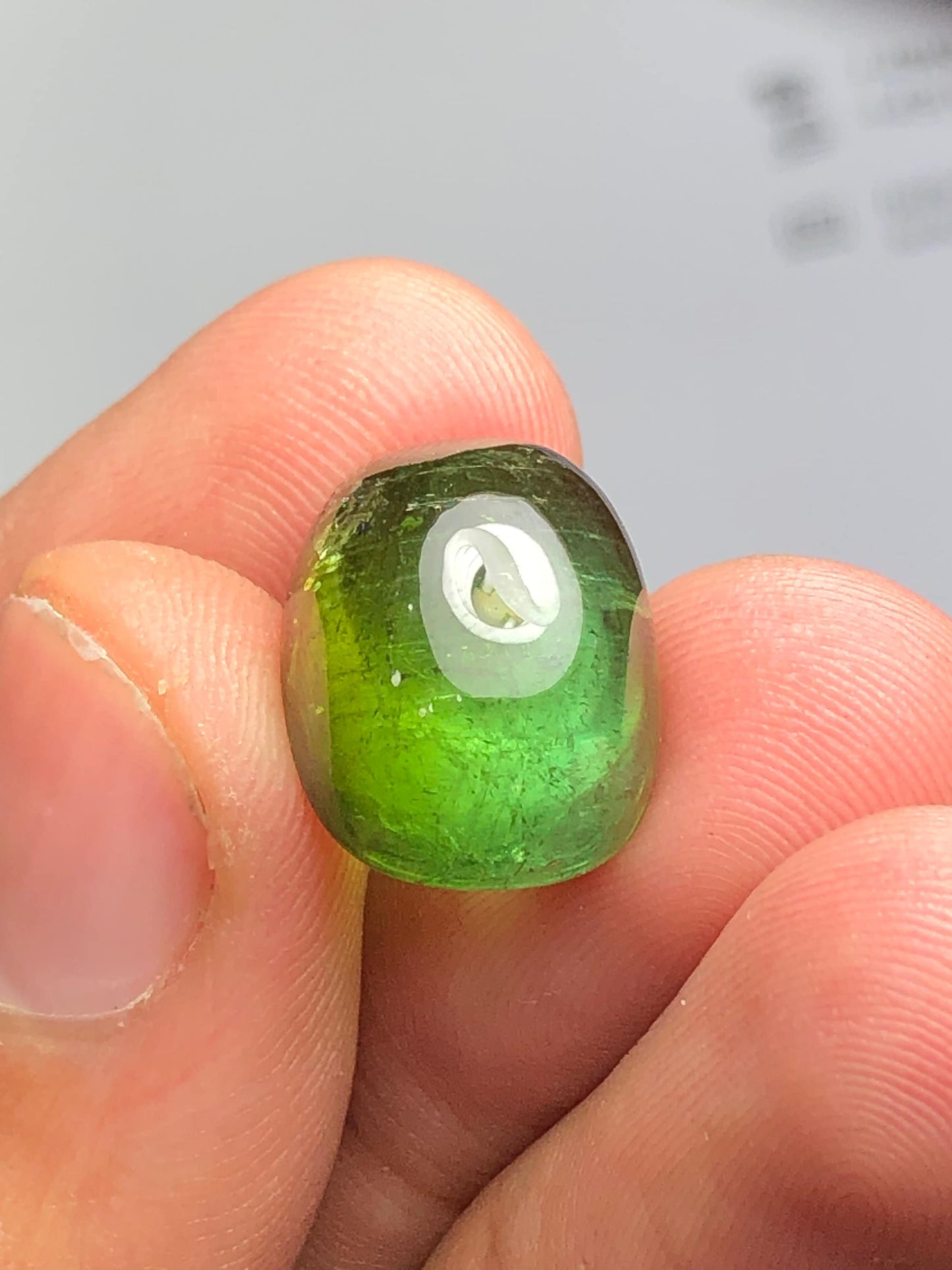 Green tourmaline cabochon 17.25 carat natural flat back