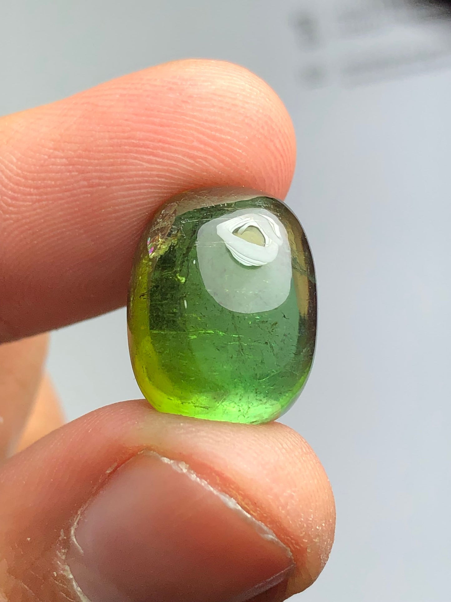 Green tourmaline cabochon 17.25 carat natural flat back