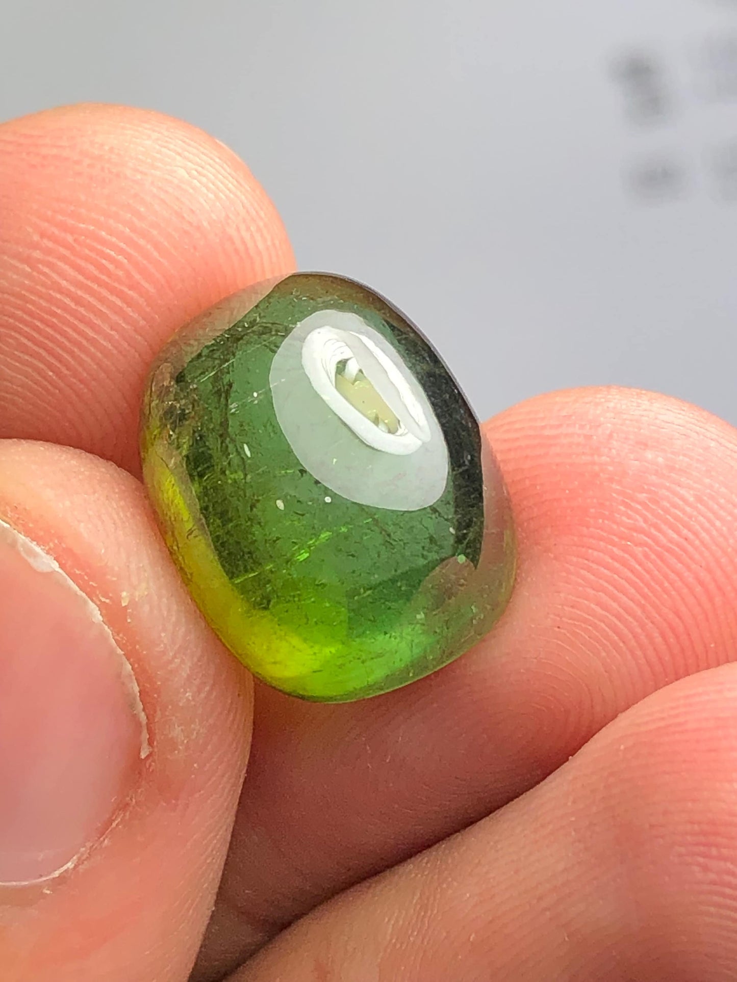 Green tourmaline cabochon 17.25 carat natural flat back