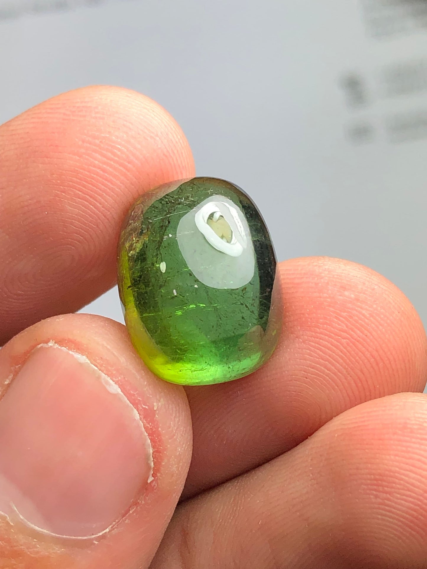 Green tourmaline cabochon 17.25 carat natural flat back