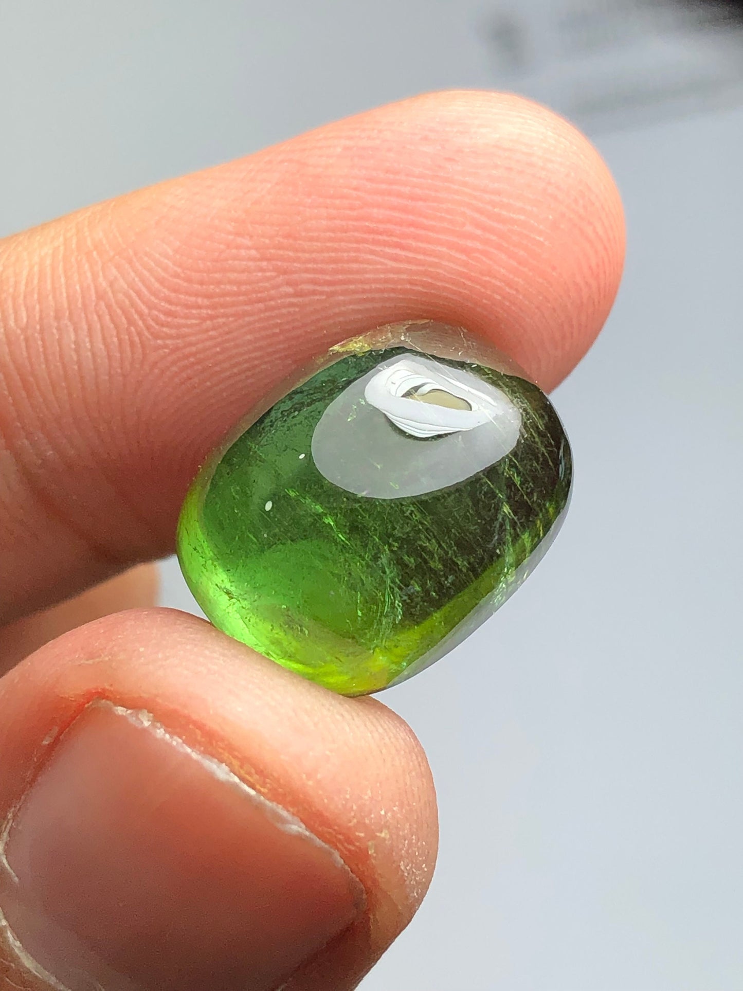 Green tourmaline cabochon 17.25 carat natural flat back