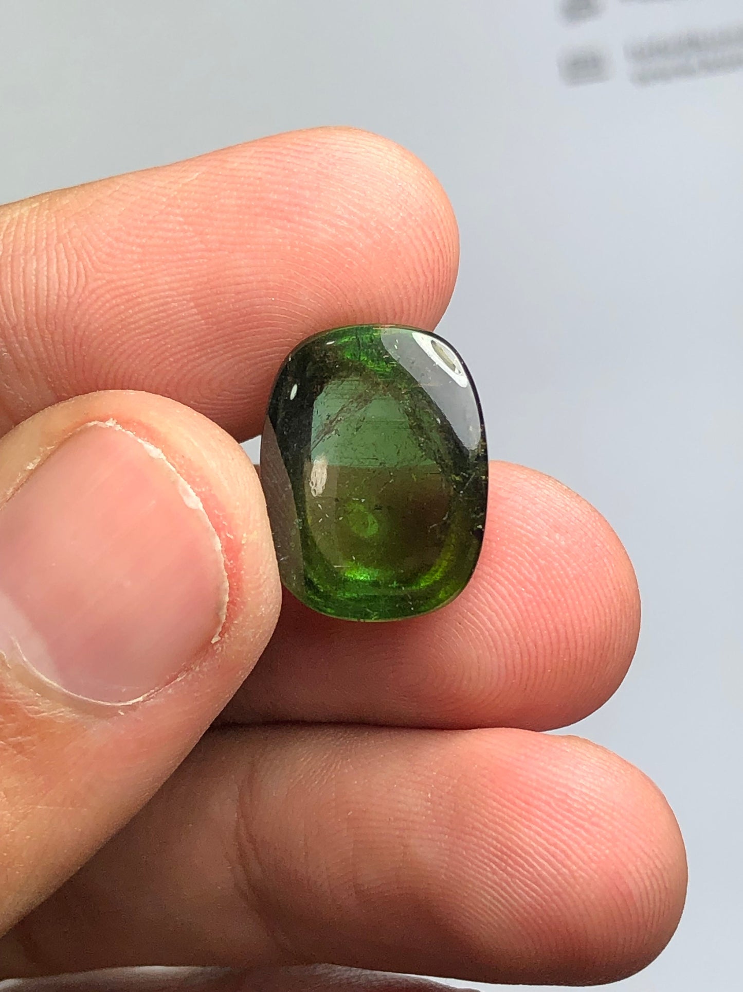 Green tourmaline cabochon 17.25 carat natural flat back