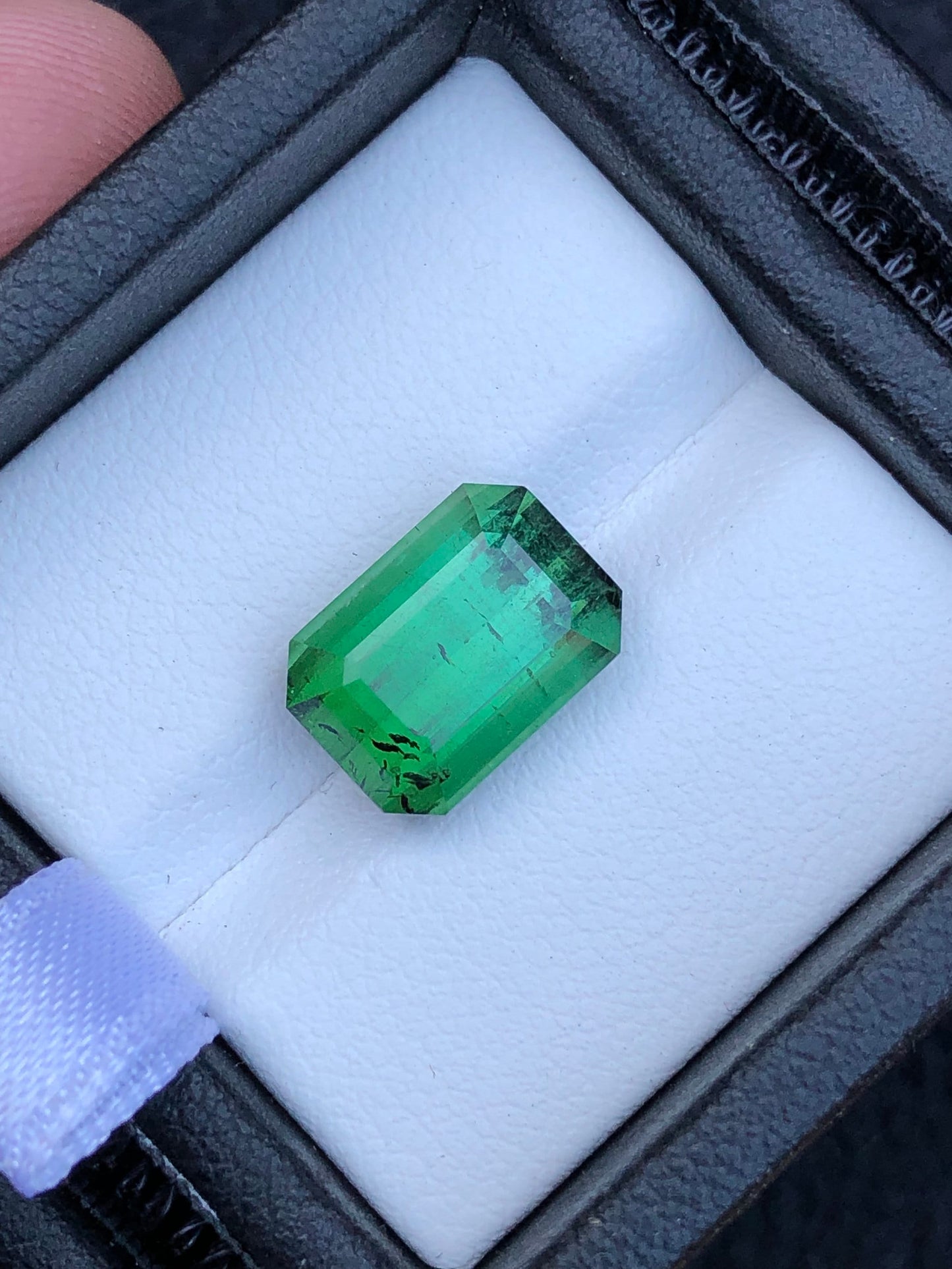 Green tourmaline 6.20 carat natural emerald cut