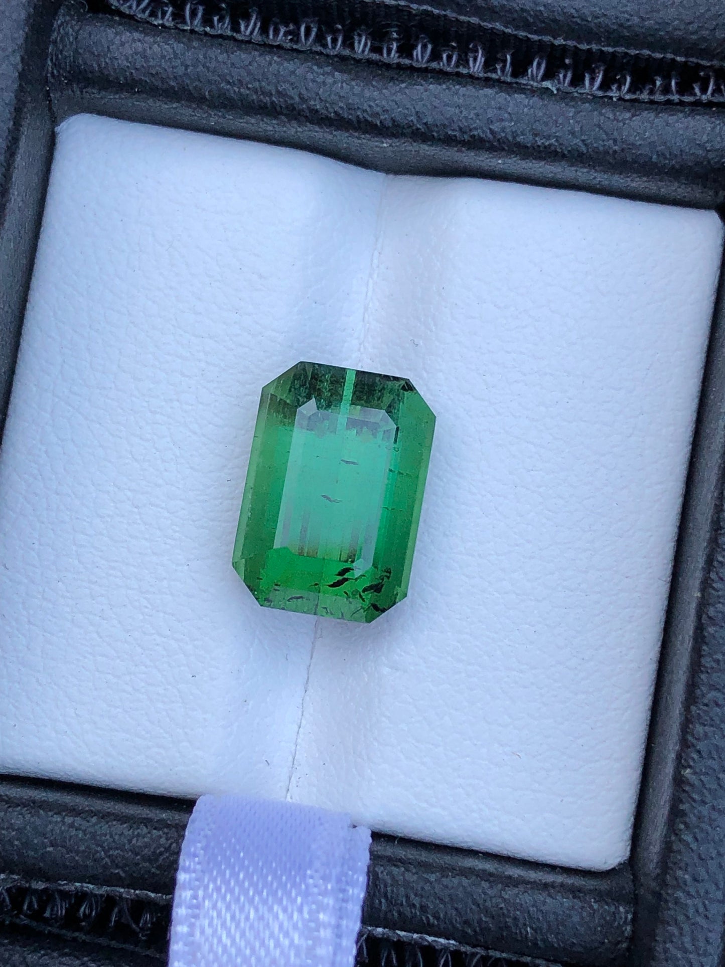 Green tourmaline 6.20 carat natural emerald cut