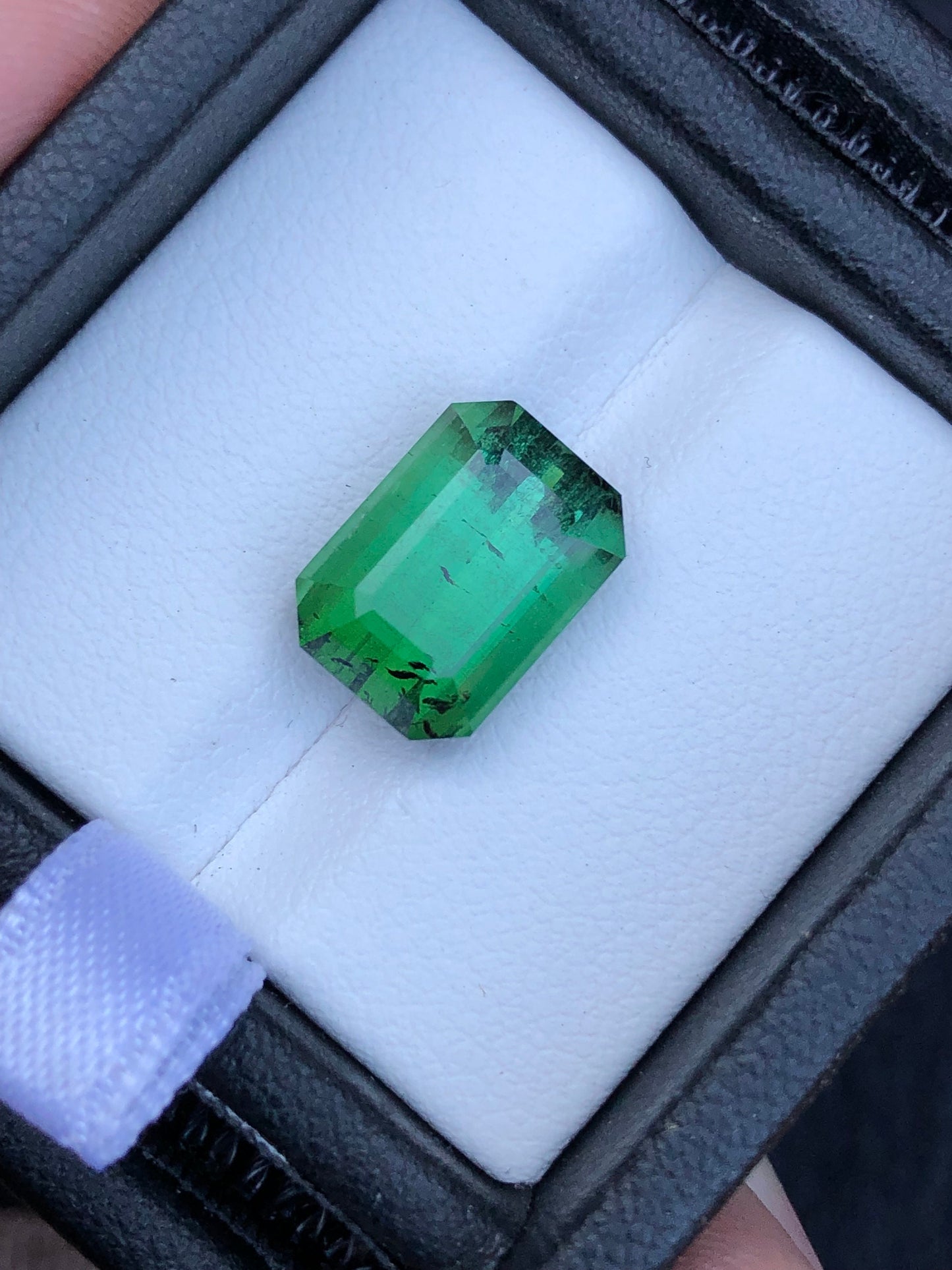 Green tourmaline 6.20 carat natural emerald cut