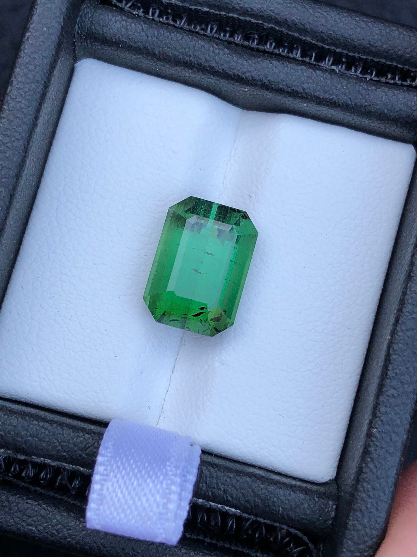 Green tourmaline 6.20 carat natural emerald cut