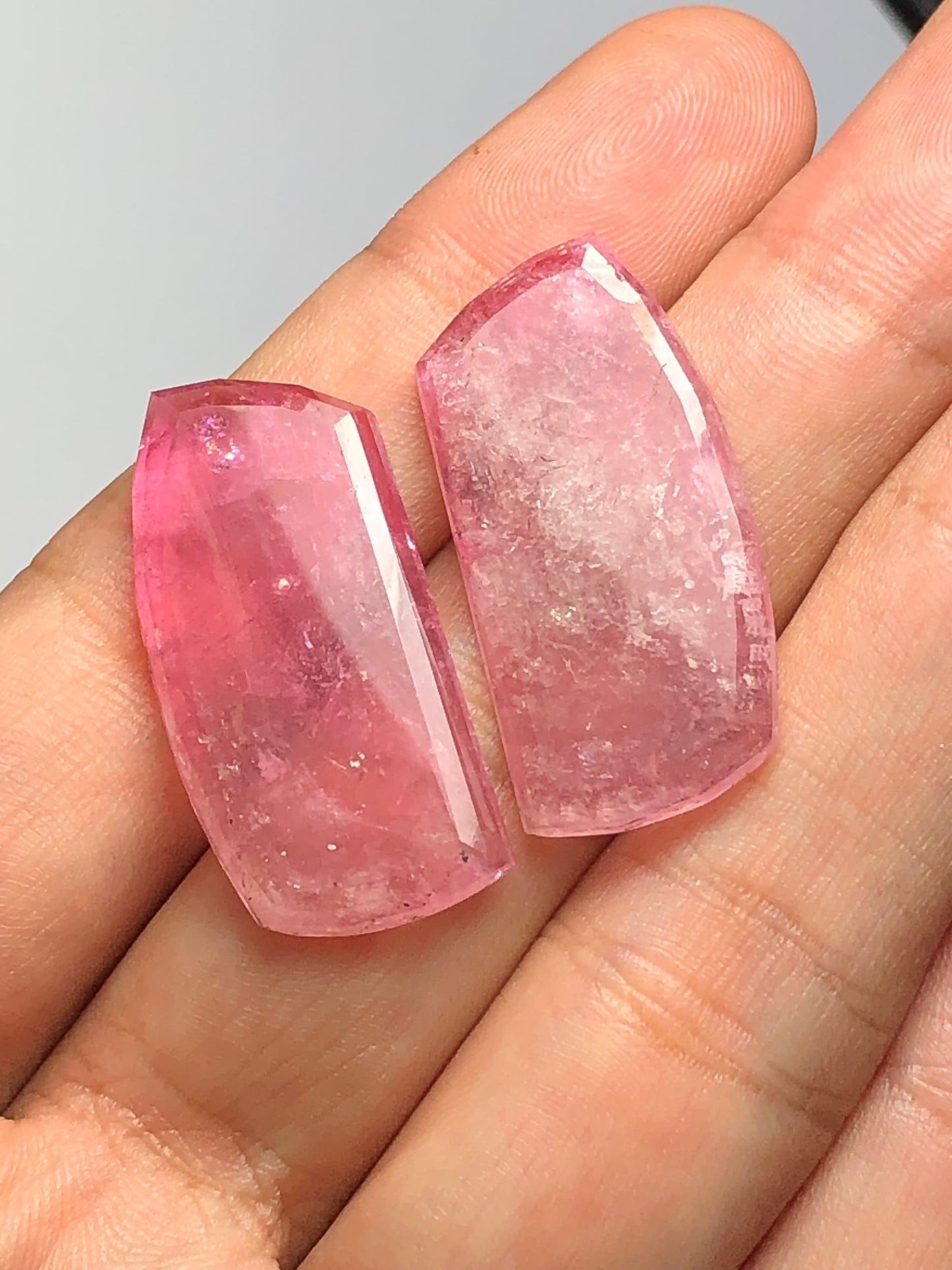 Pink tourmaline rose cut pair 44 carats