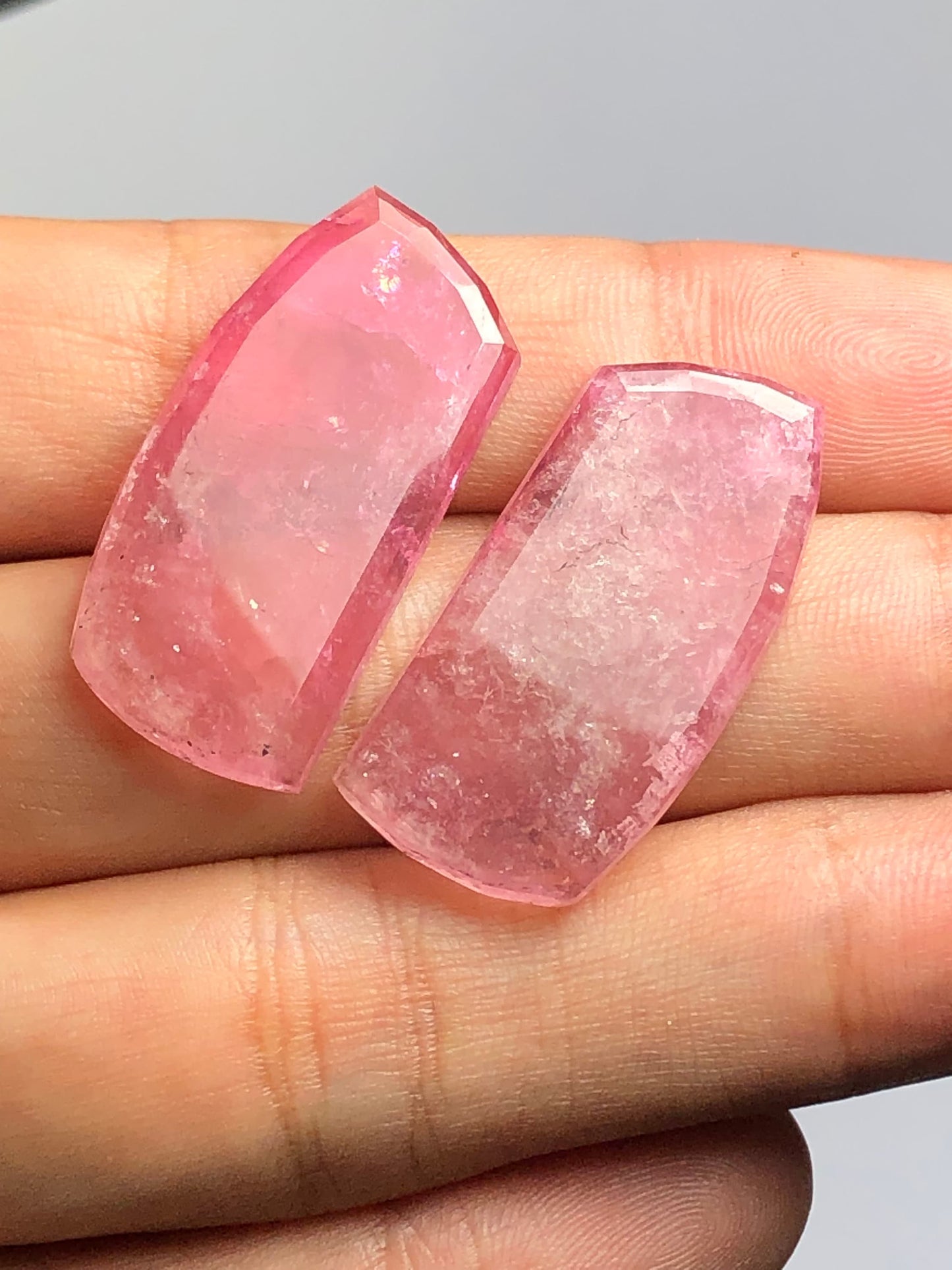 Pink tourmaline rose cut pair 44 carats