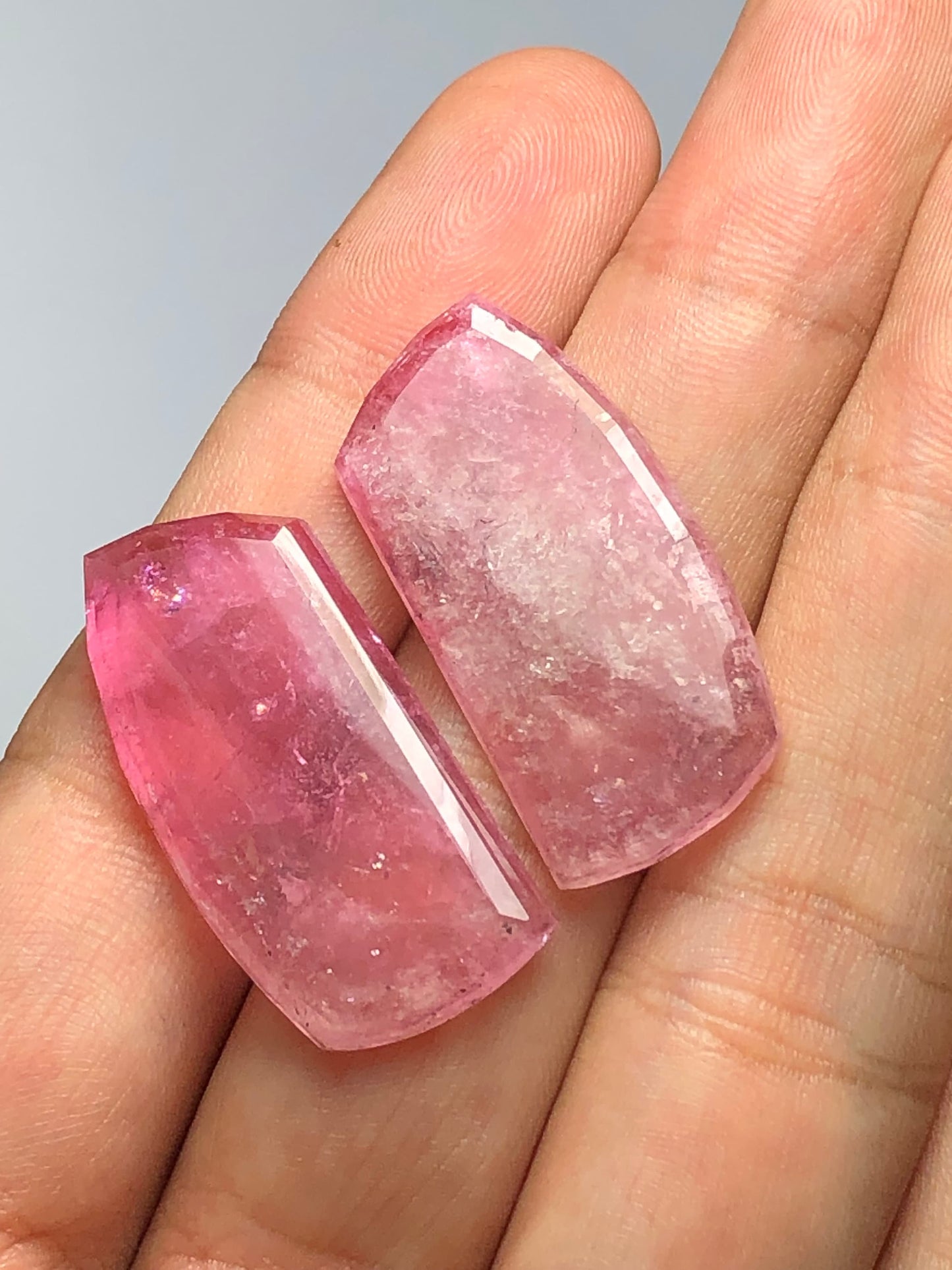 Pink tourmaline rose cut pair 44 carats