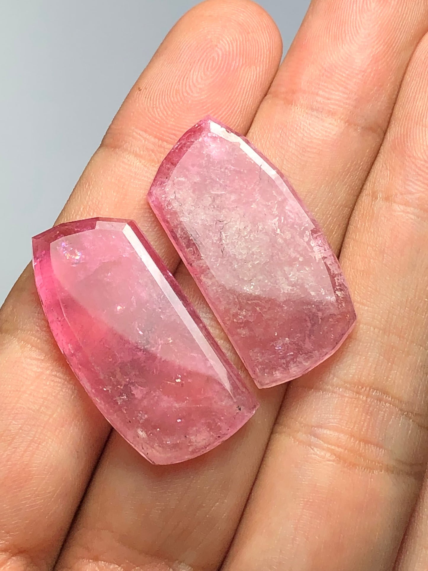 Pink tourmaline rose cut pair 44 carats