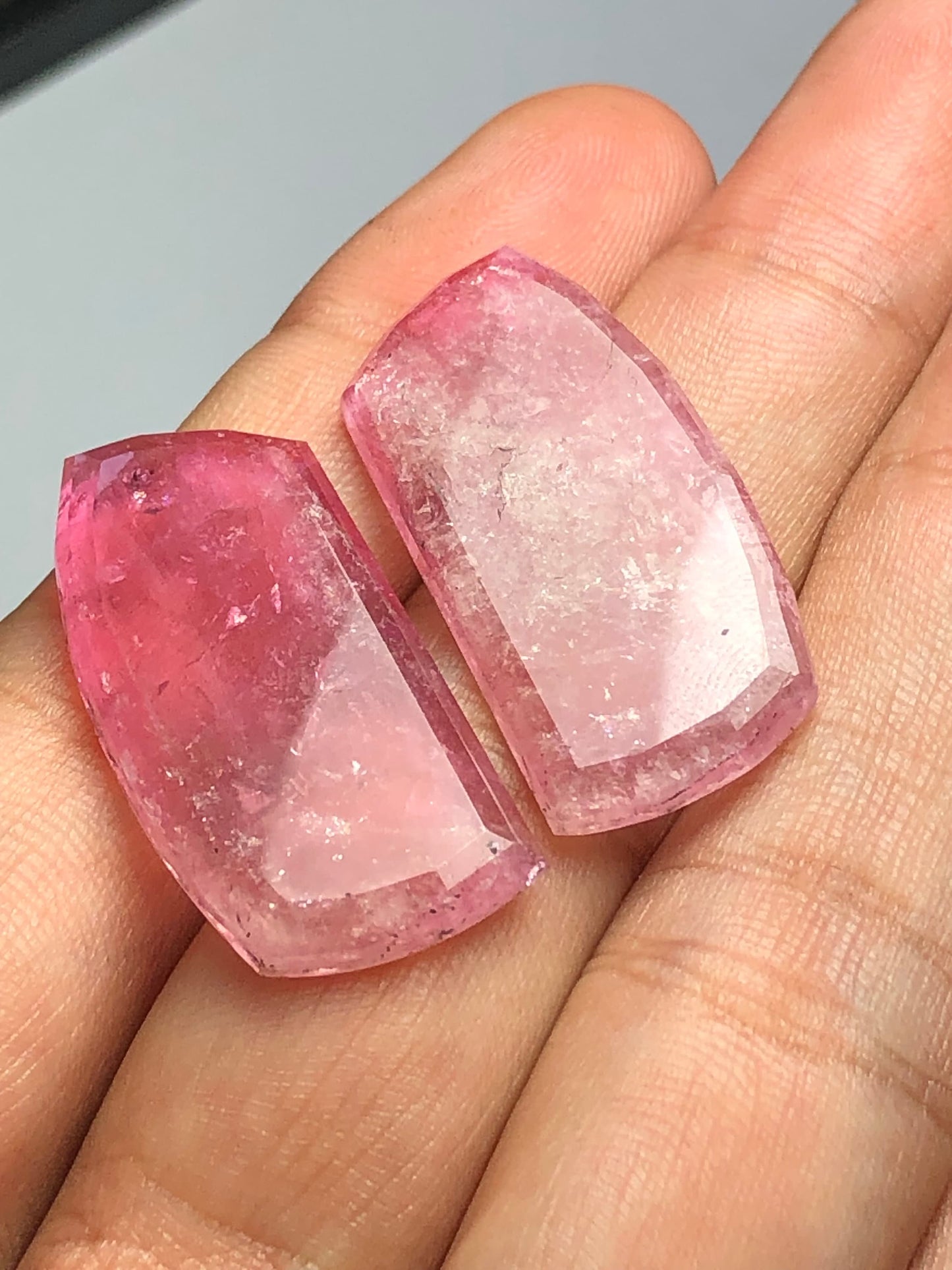 Pink tourmaline rose cut pair 44 carats