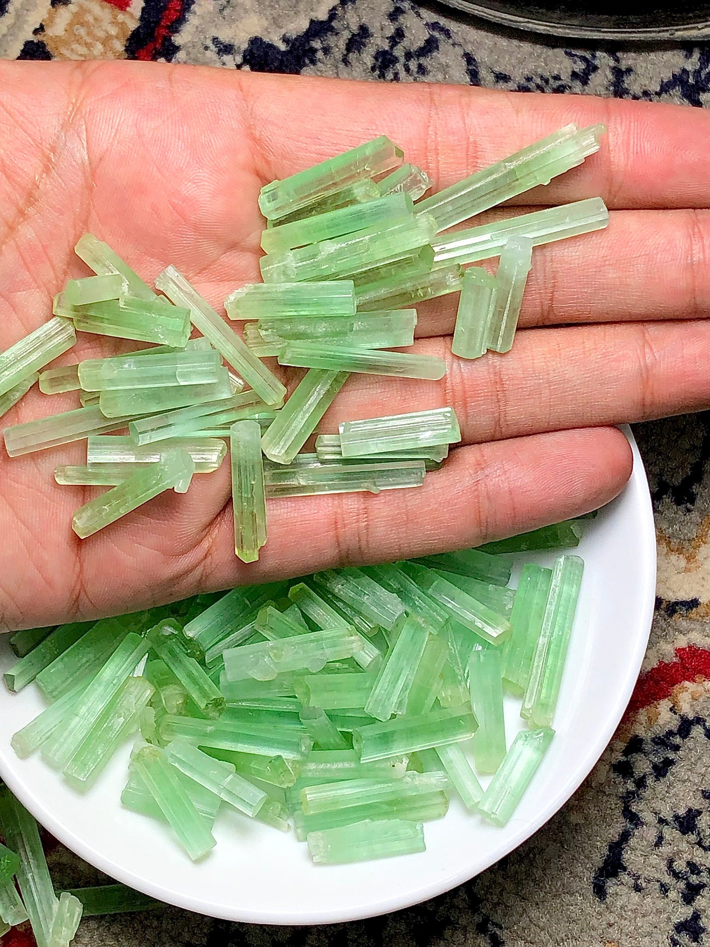 643 carats or 128 grams mint green tourmaline crystals from Afghanistan good sizes