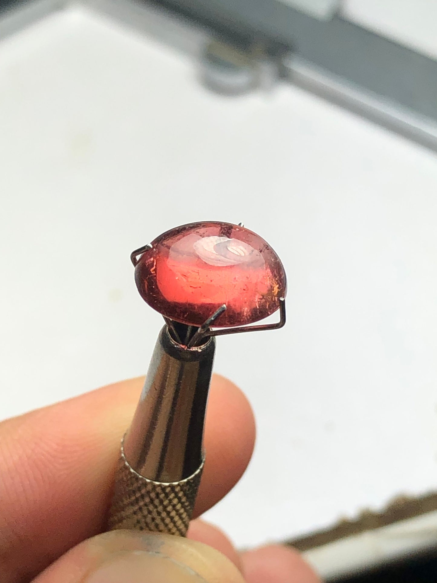 Peach tourmaline cabochon 4.80 carat flat back origin Afghanistan