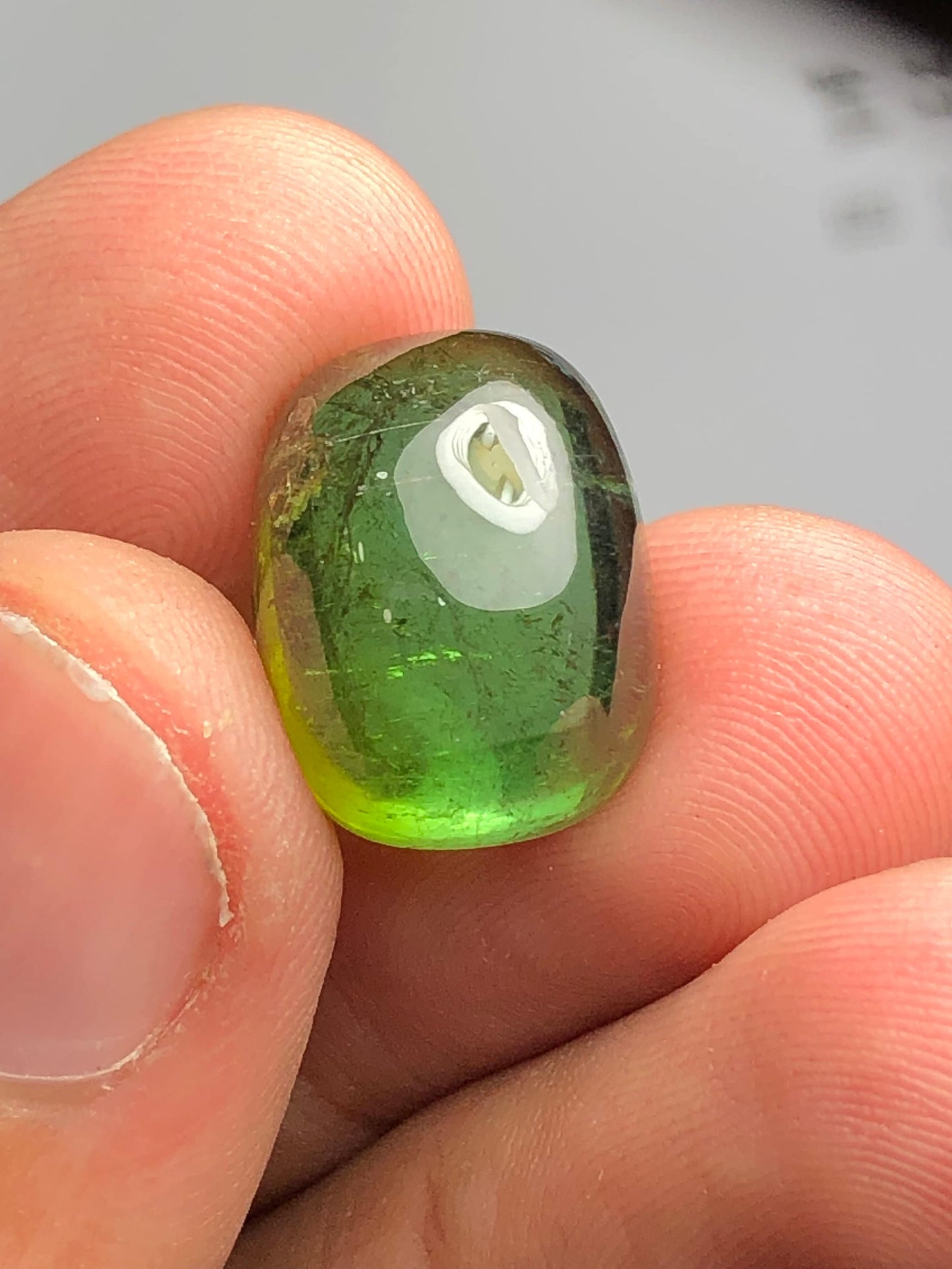 Green tourmaline cabochon 17.25 carat natural flat back