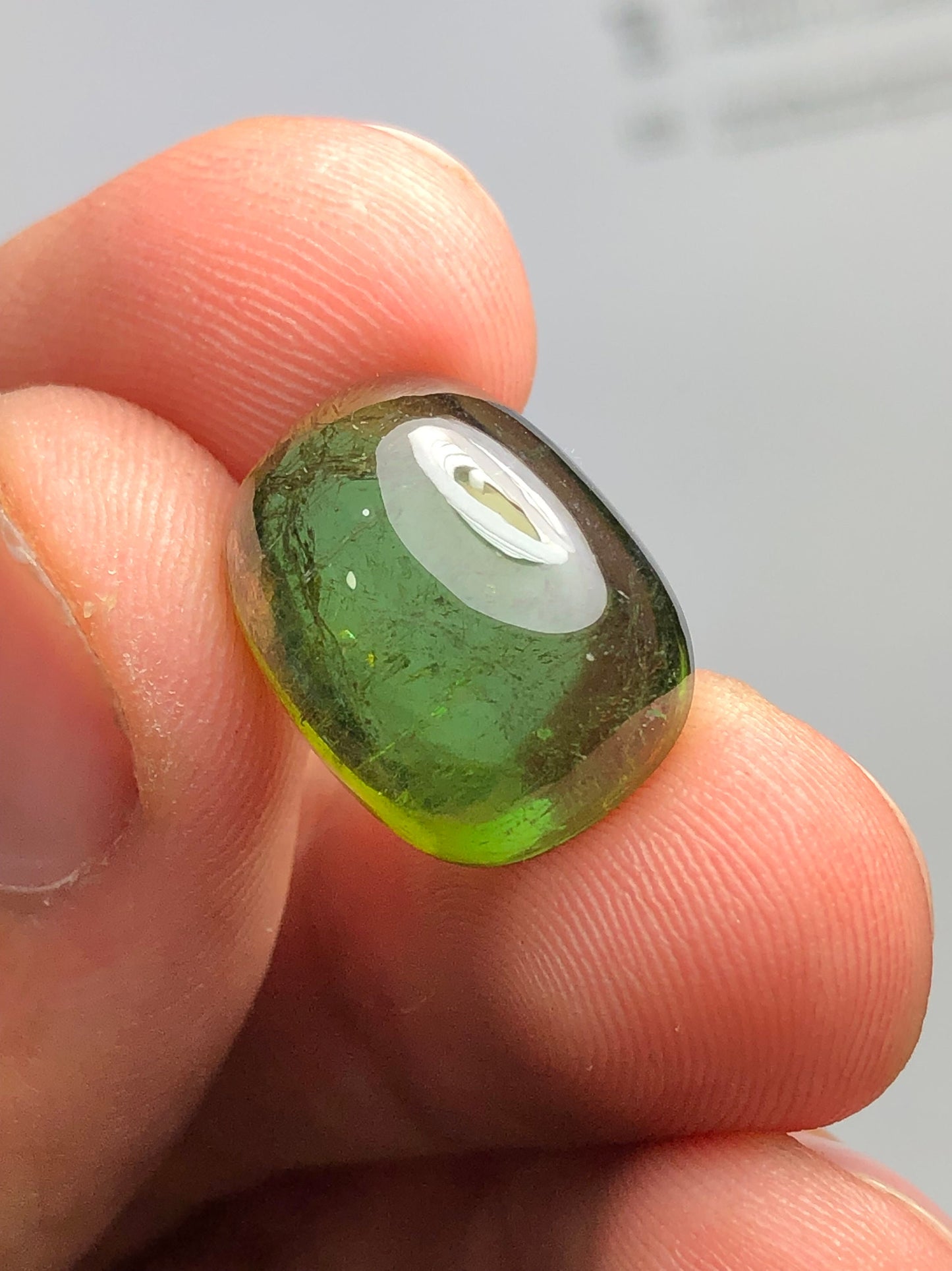 Green tourmaline cabochon 17.25 carat natural flat back