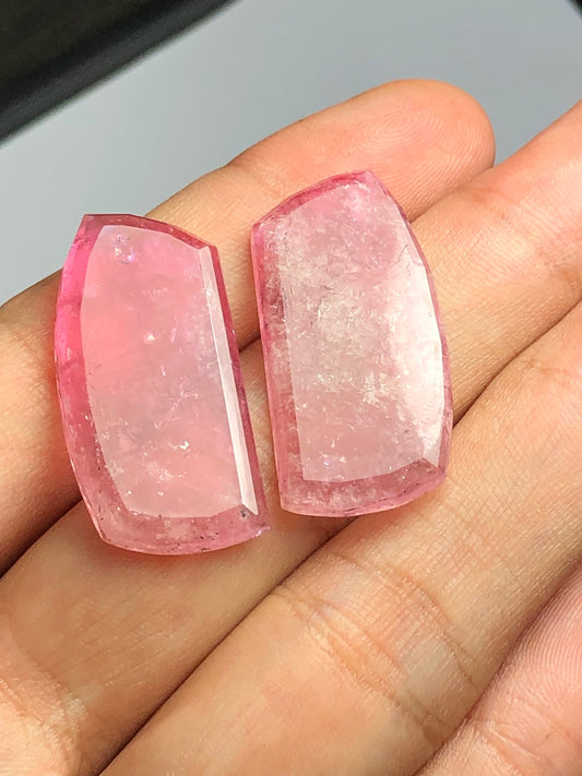 Pink tourmaline rose cut pair 44 carats